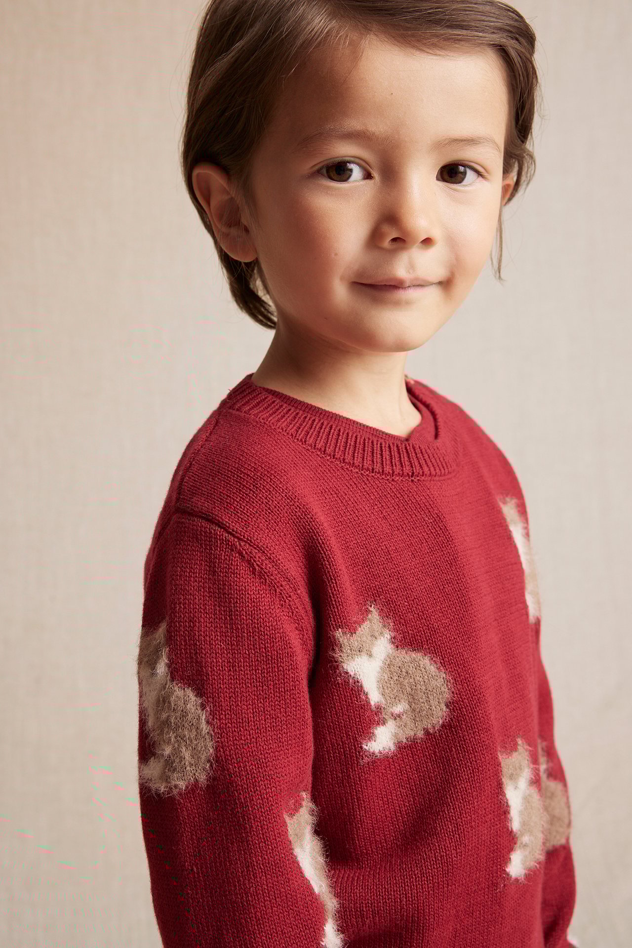 Patterned knitted jumper - Red - 2