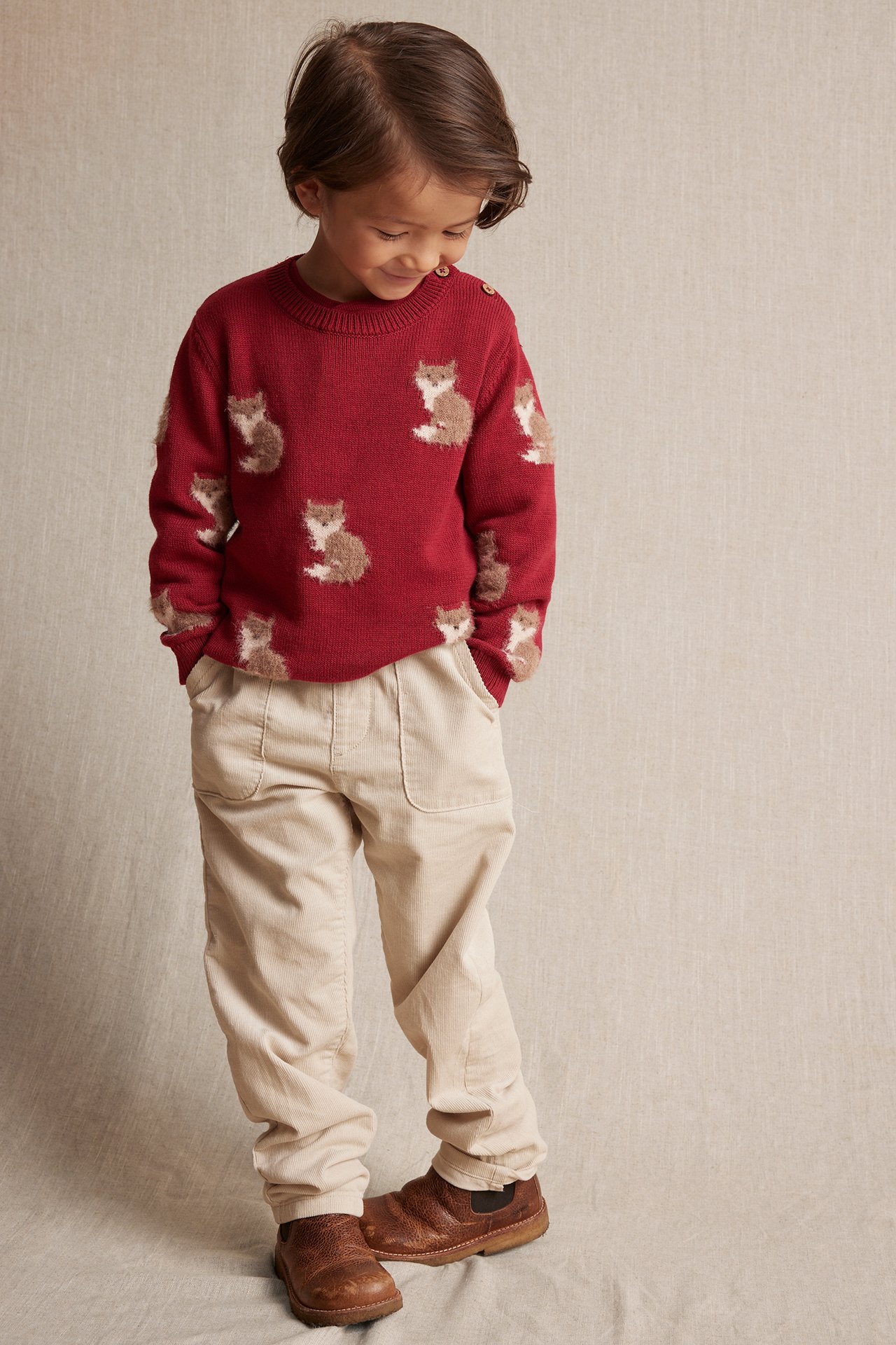 Patterned knitted jumper - Red - 1