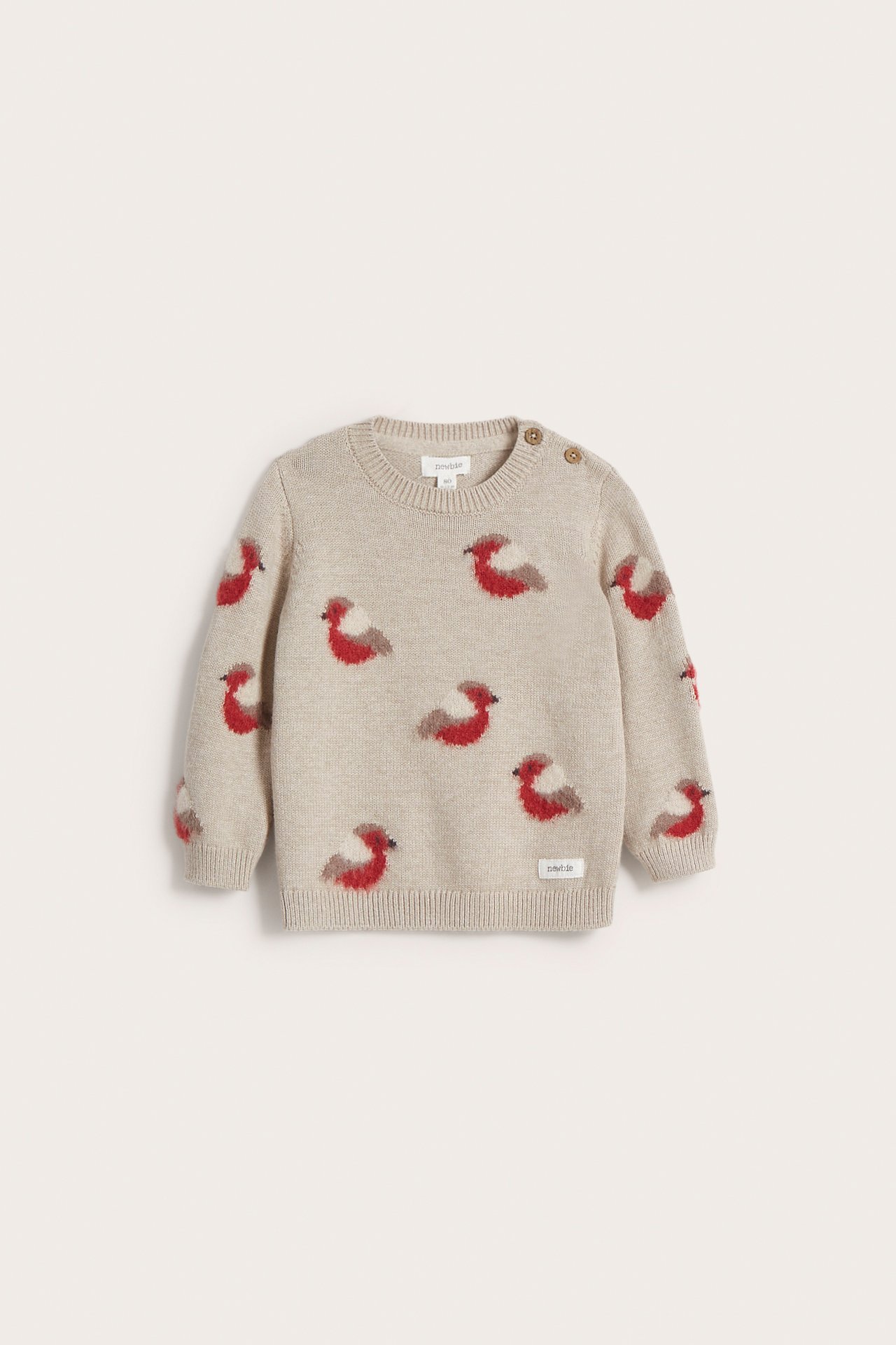 Gemusterter Strickpullover - Beige meliert - 5