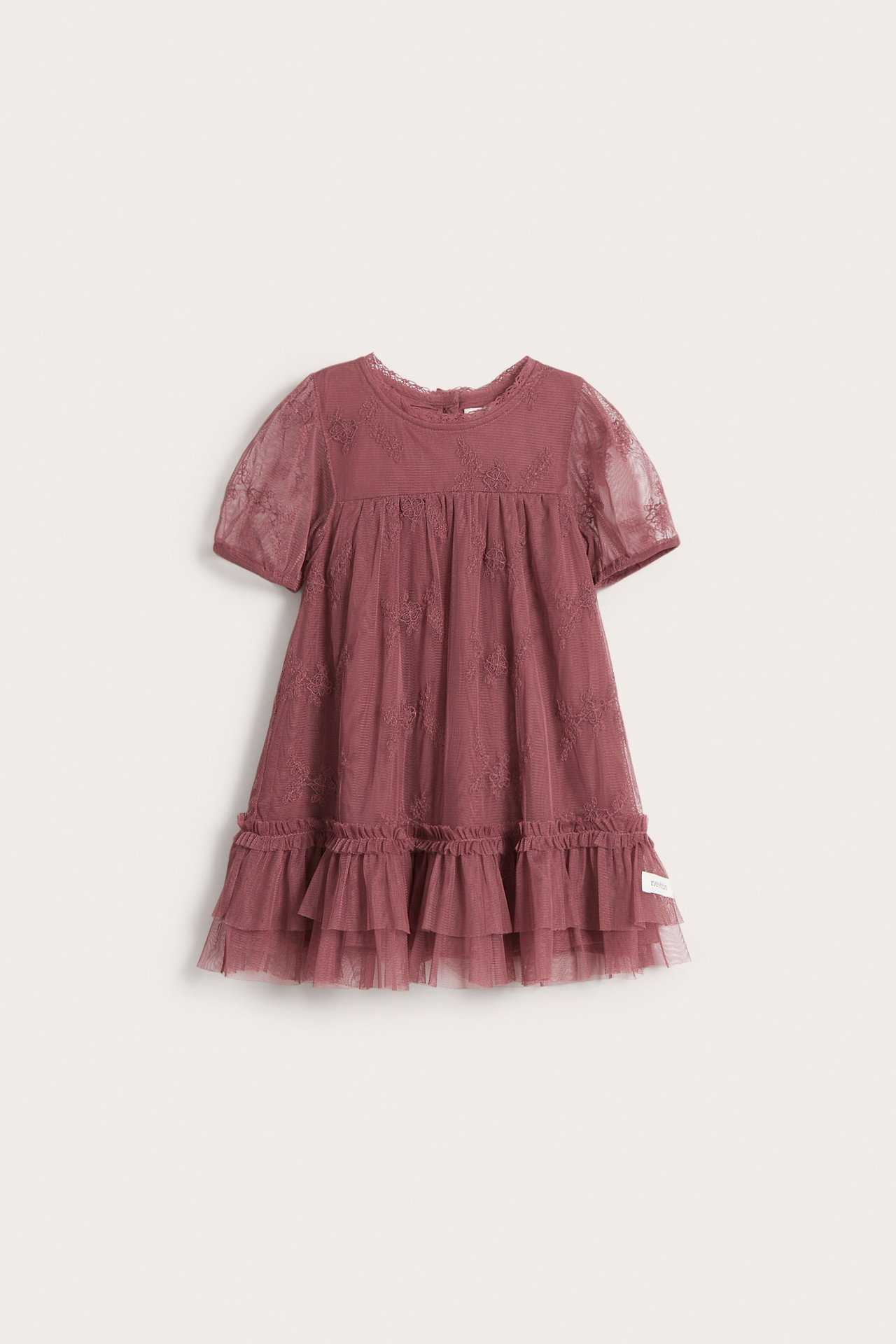 Kleid aus Mesh mit Stickerei - Lila - 2
