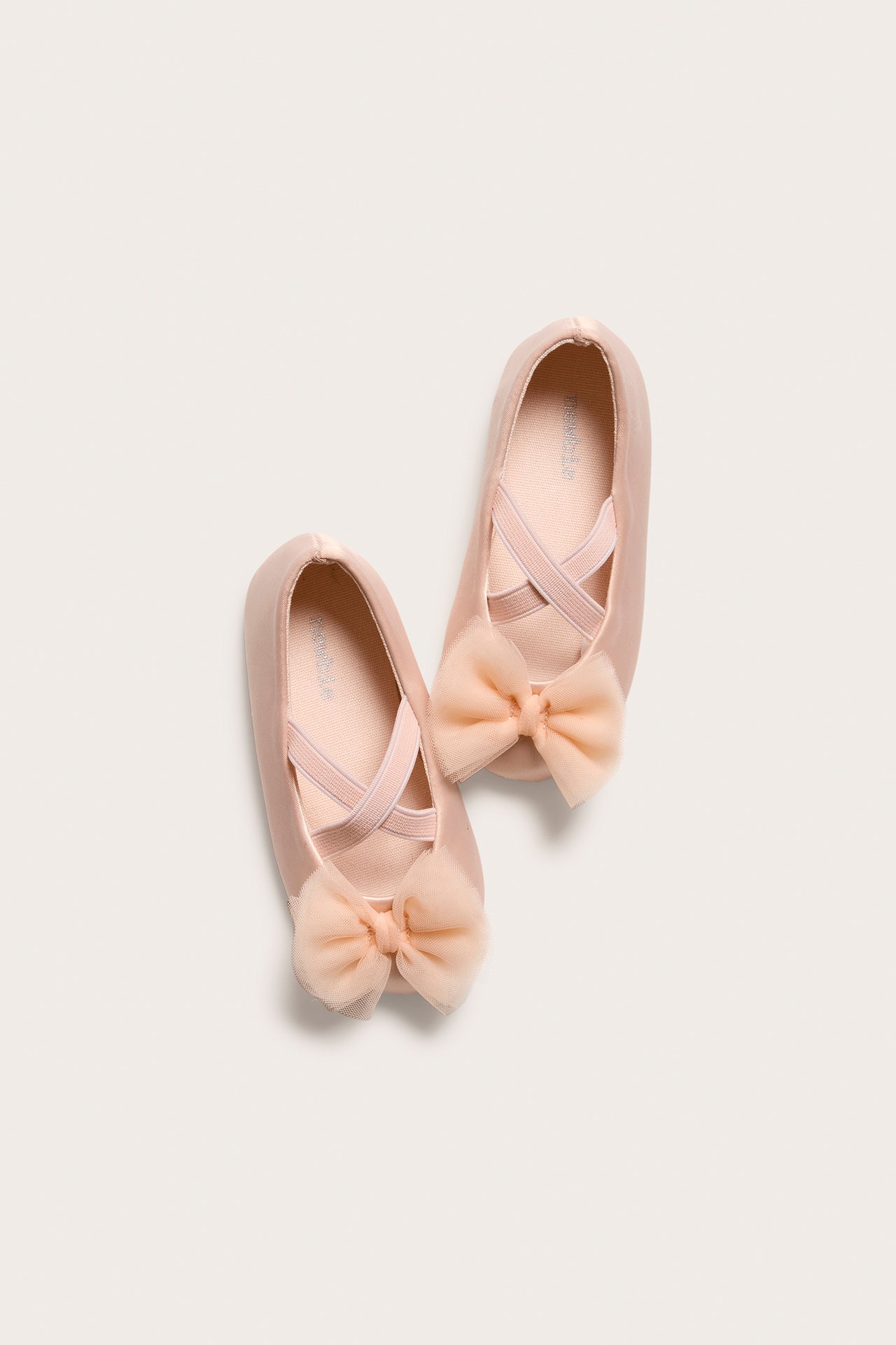 Schimmernde Ballerinas mit Tüllschleife - Hellrosa - 1