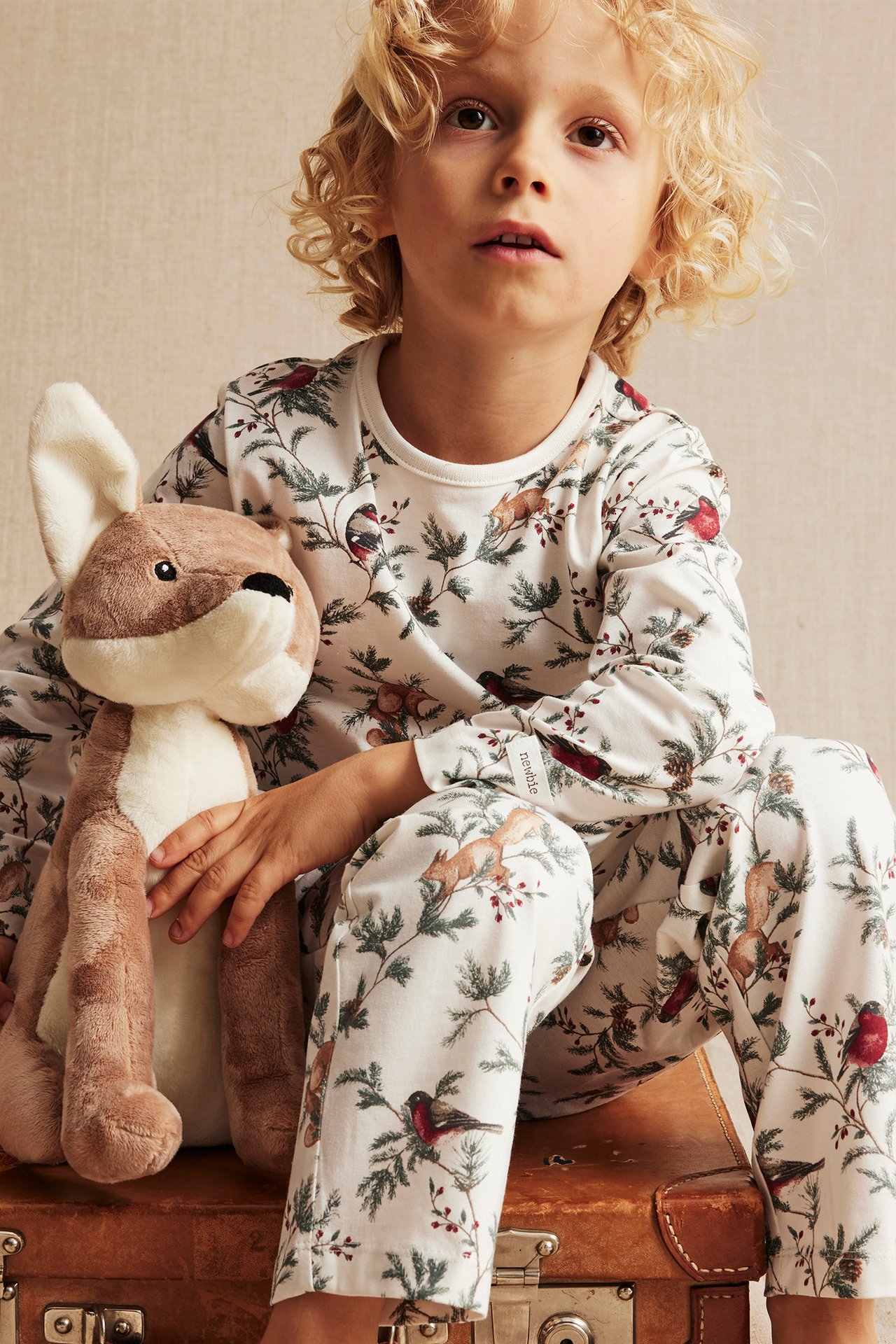 Weihnachtlicher Pyjama - Naturweiß - 1