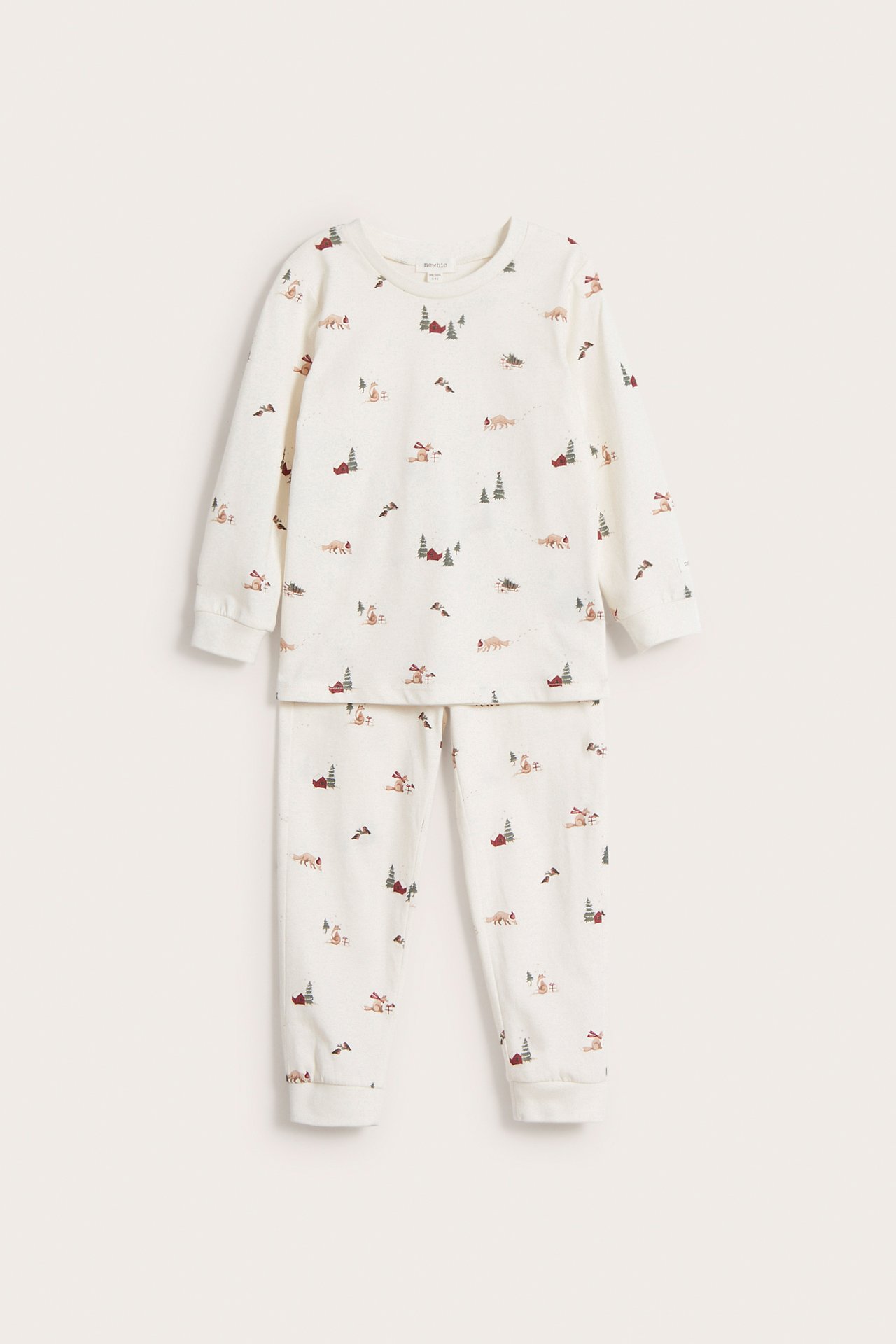 Weihnachtlicher Pyjama mit Fuchsmotiv - Naturweiß - 6