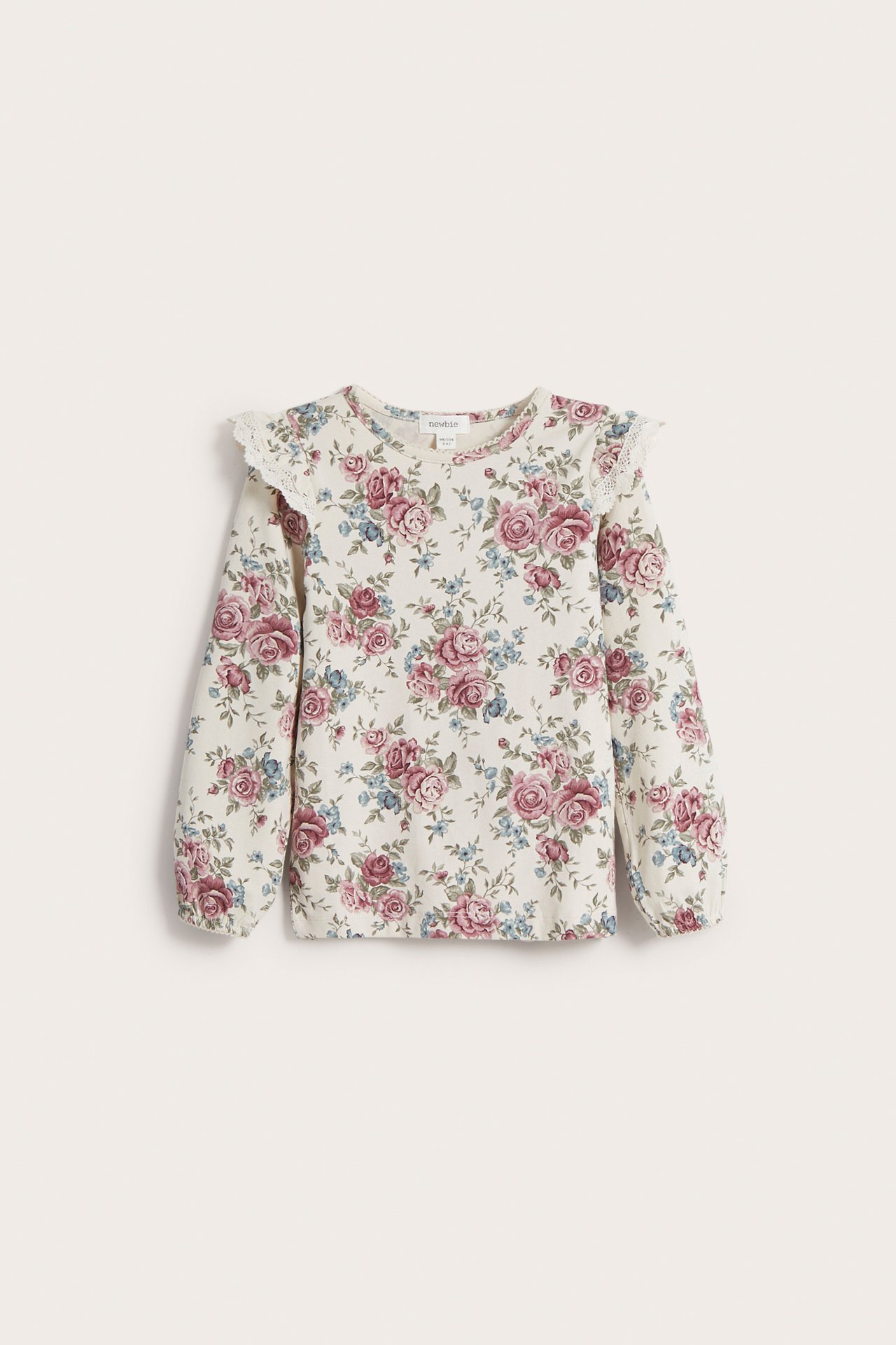 Oberteil mit Blumenmuster und Rüschen - Hellbeige - 5