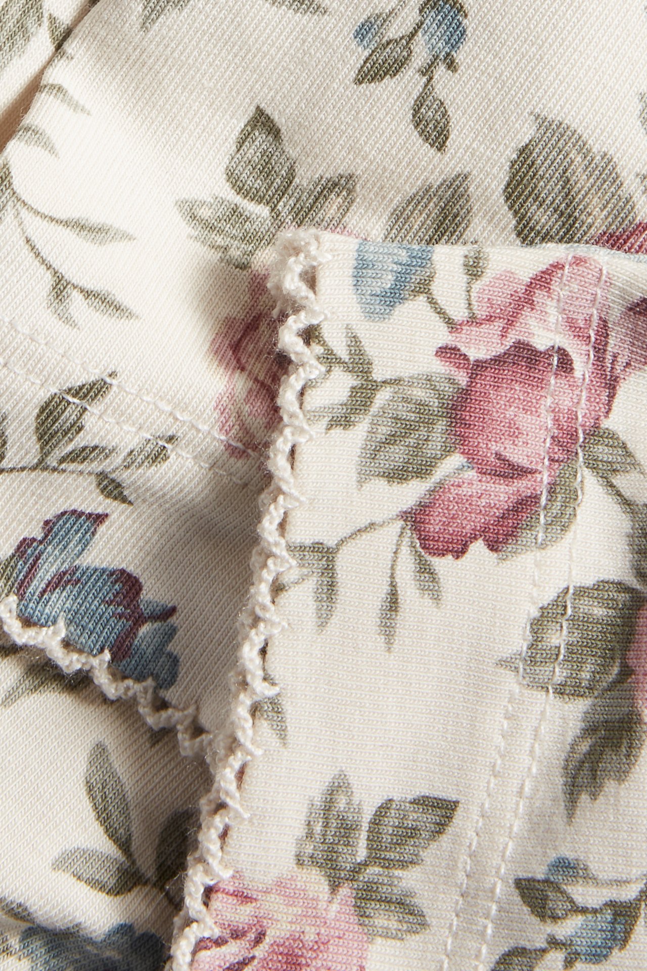 Leggings mit Blumenmuster und Rüschen - Hellbeige - 1