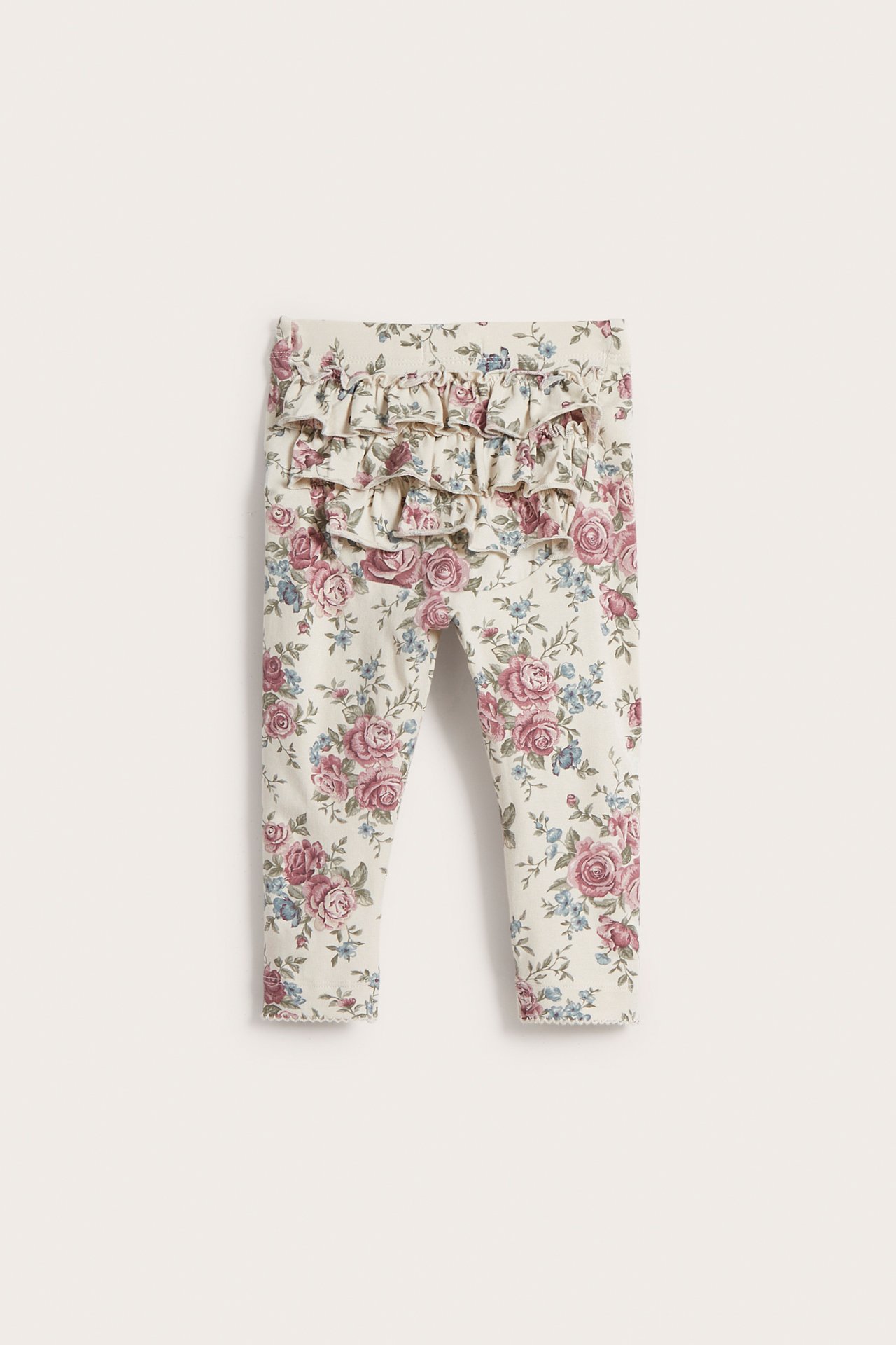 Leggings mit Blumenmuster und Rüschen - Hellbeige - 2