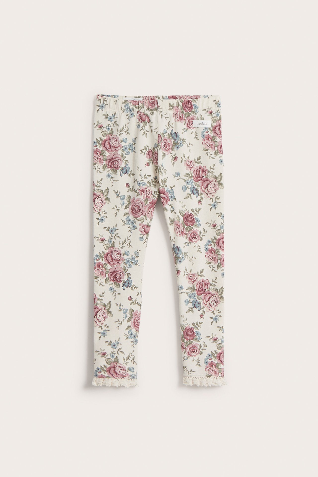 Floral lace trim leggings - Light beige - 2
