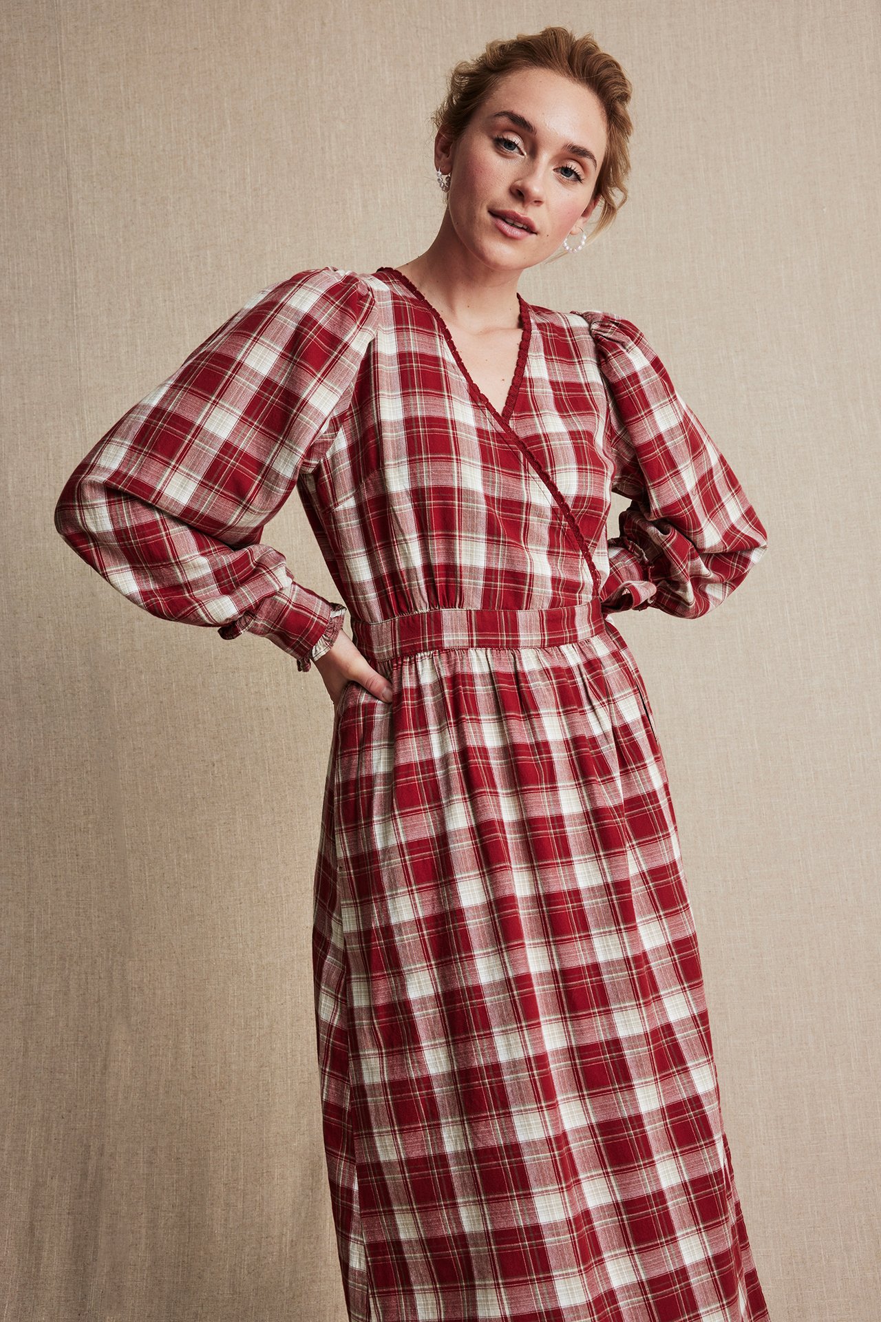 Women's checked dress - Red - 170cm / Storlek: S - 3