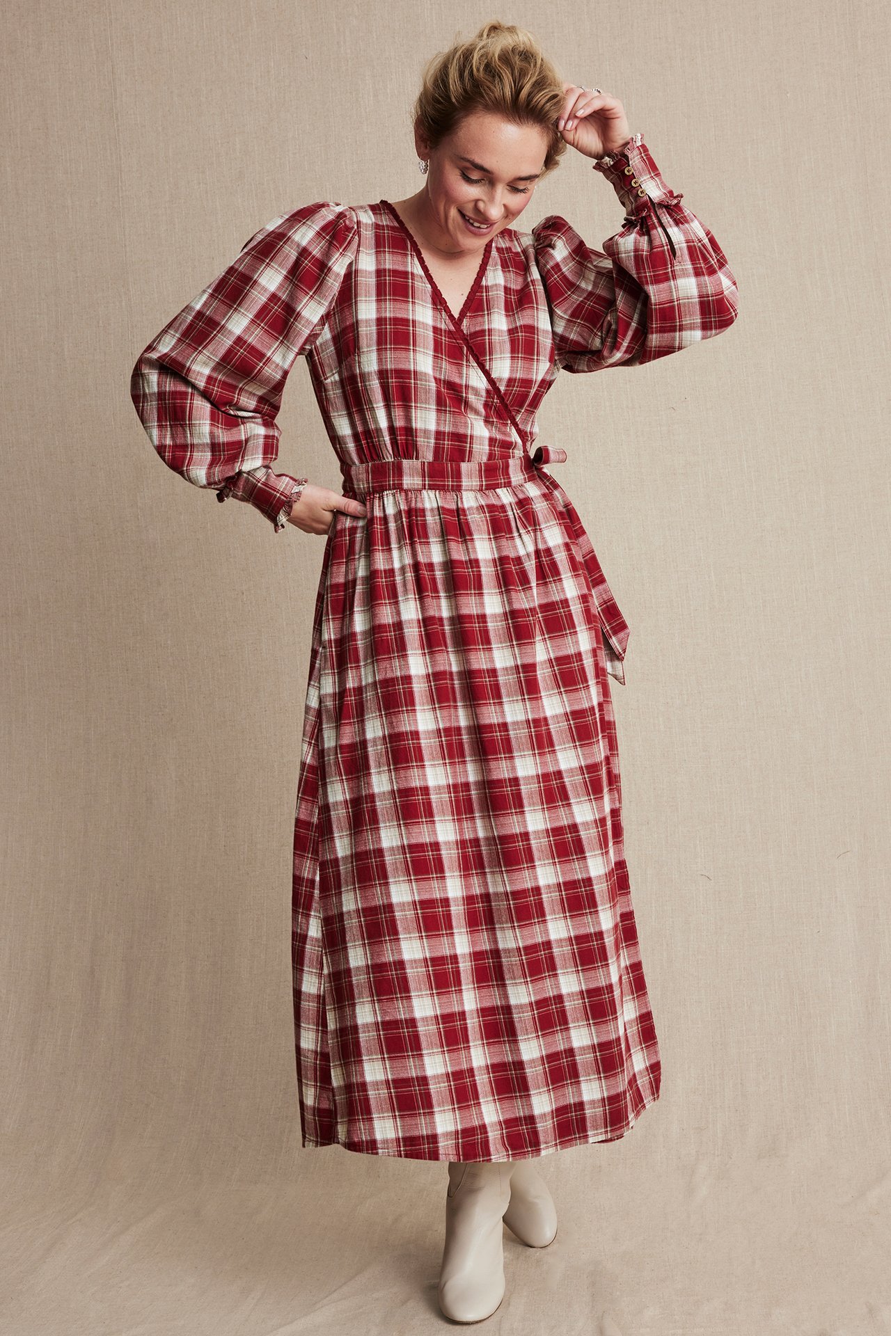 Women's checked dress - Red - 170cm / Storlek: S - 6