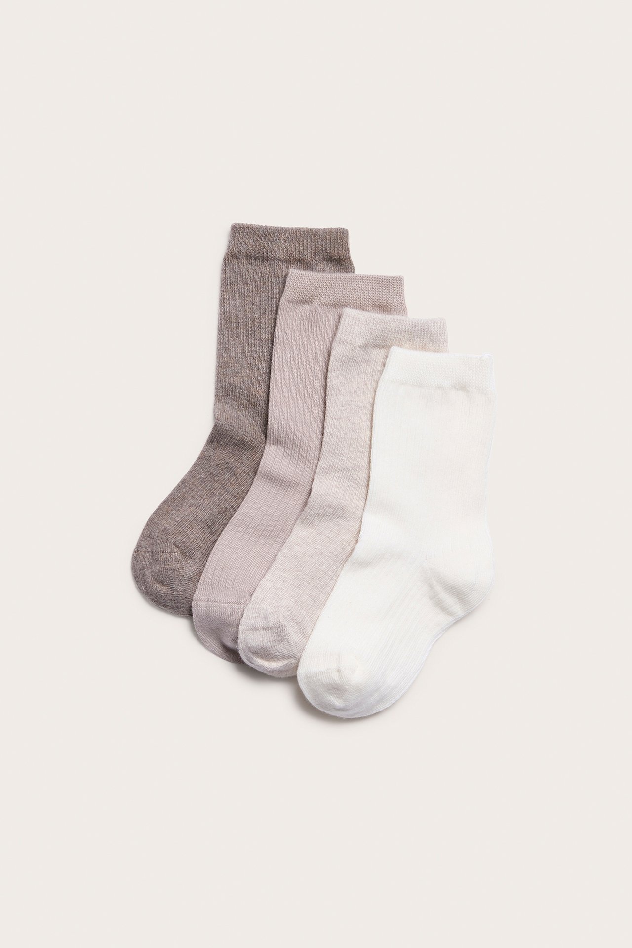 4er-Pack gerippte Socken - Beige meliert - 1