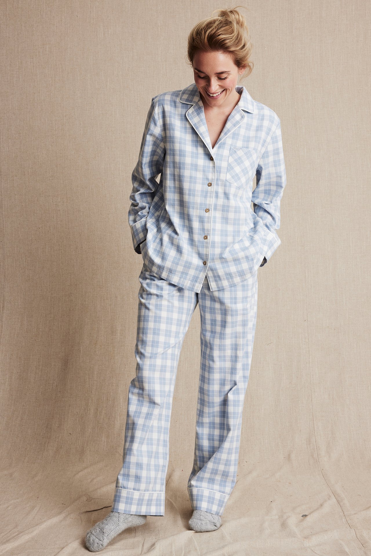 Women's blue checked pyjamas - Blue - 170cm / Storlek: S - 4