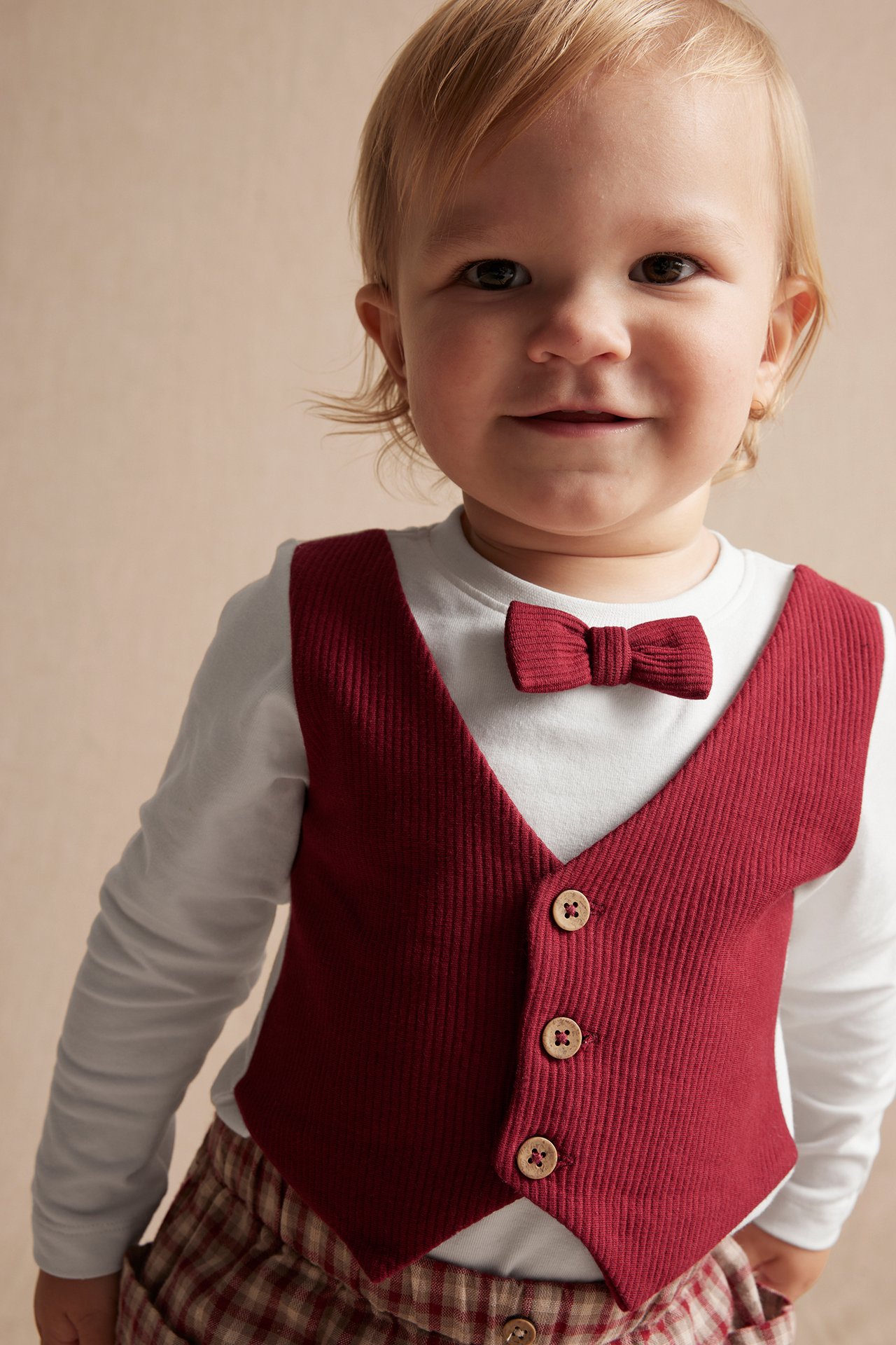 Holiday bodysuit with bow tie - Red - 1