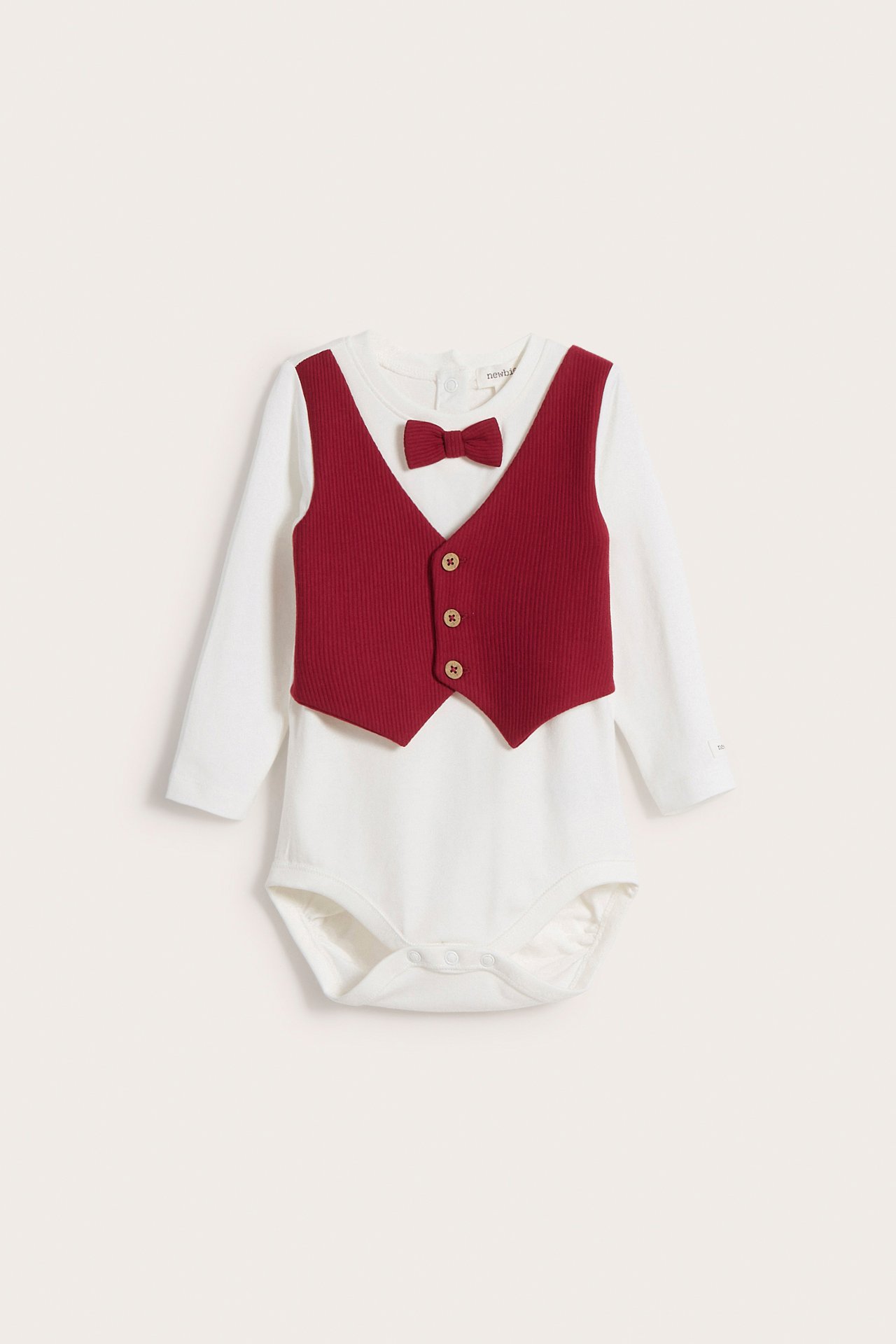 Holiday bodysuit with bow tie - Red - 6