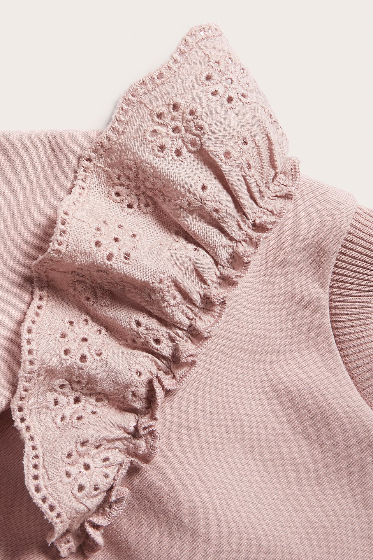 Sweatshirt mit Lochstickerei - Rosa - 1