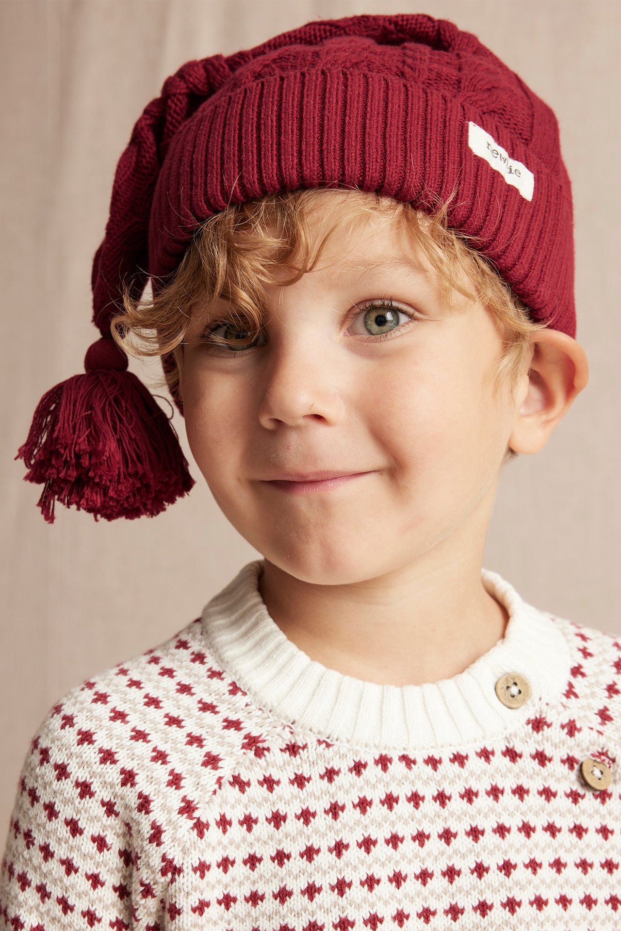 Gestrickte Weihnachtsmannmütze - Rot - 1