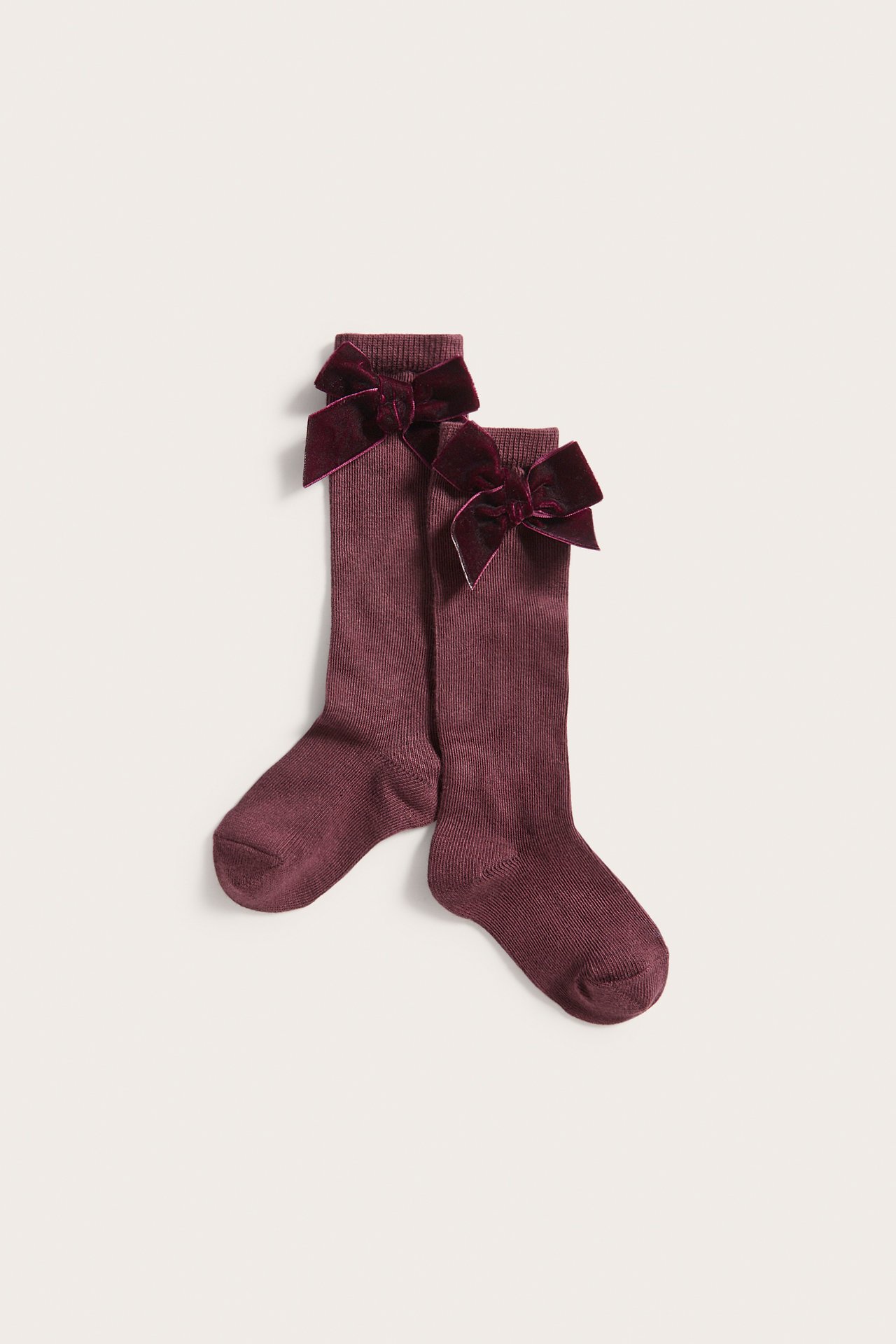 Knee-high socks - Wine red - 1