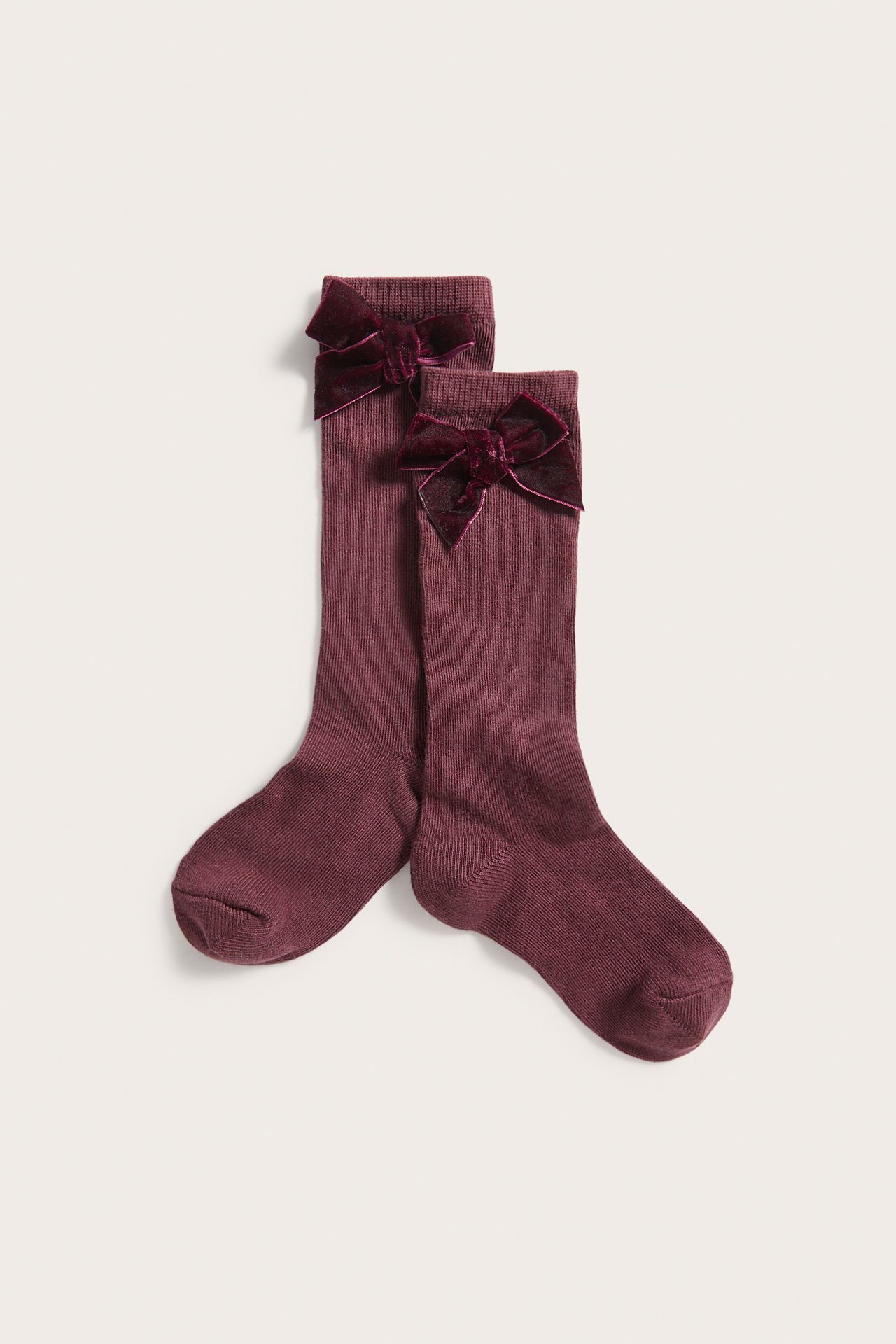 Knee-high socks - Wine red - 1