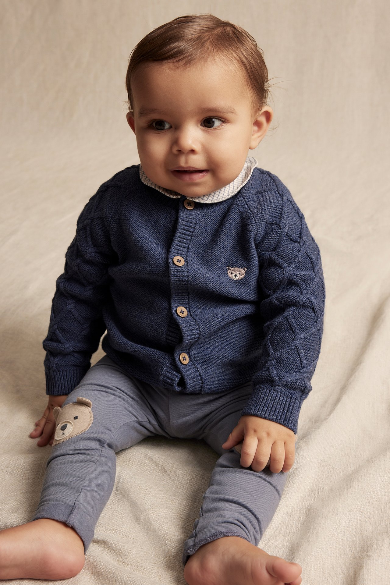 Gestrickter Cardigan - Blau - 1