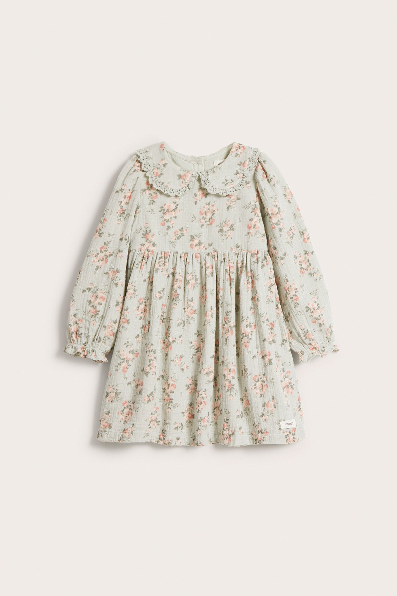 Floral dress with collar - Light green - 6