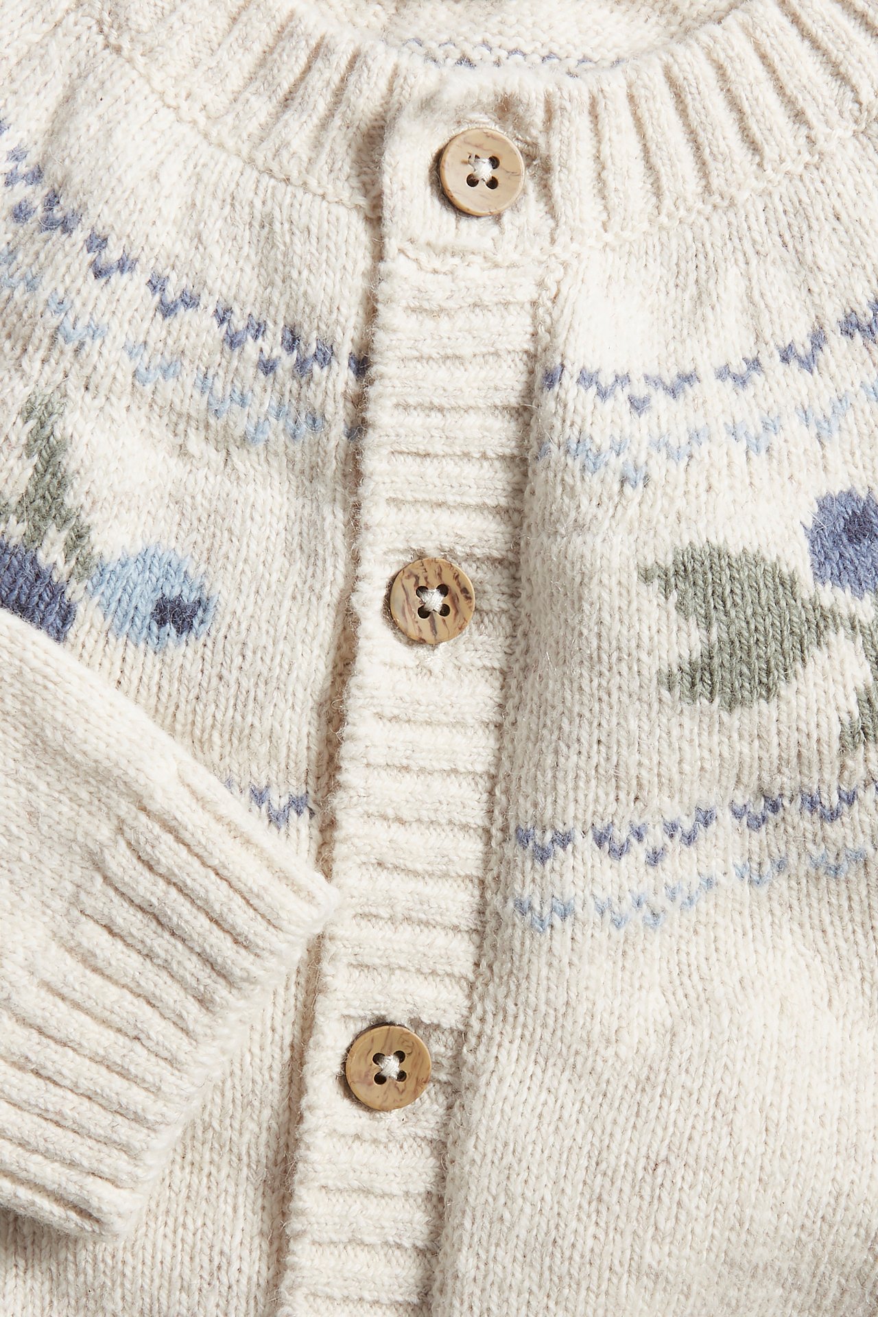 Jacquard-knitted cardigan in a wool blend - Beige mélange - 6