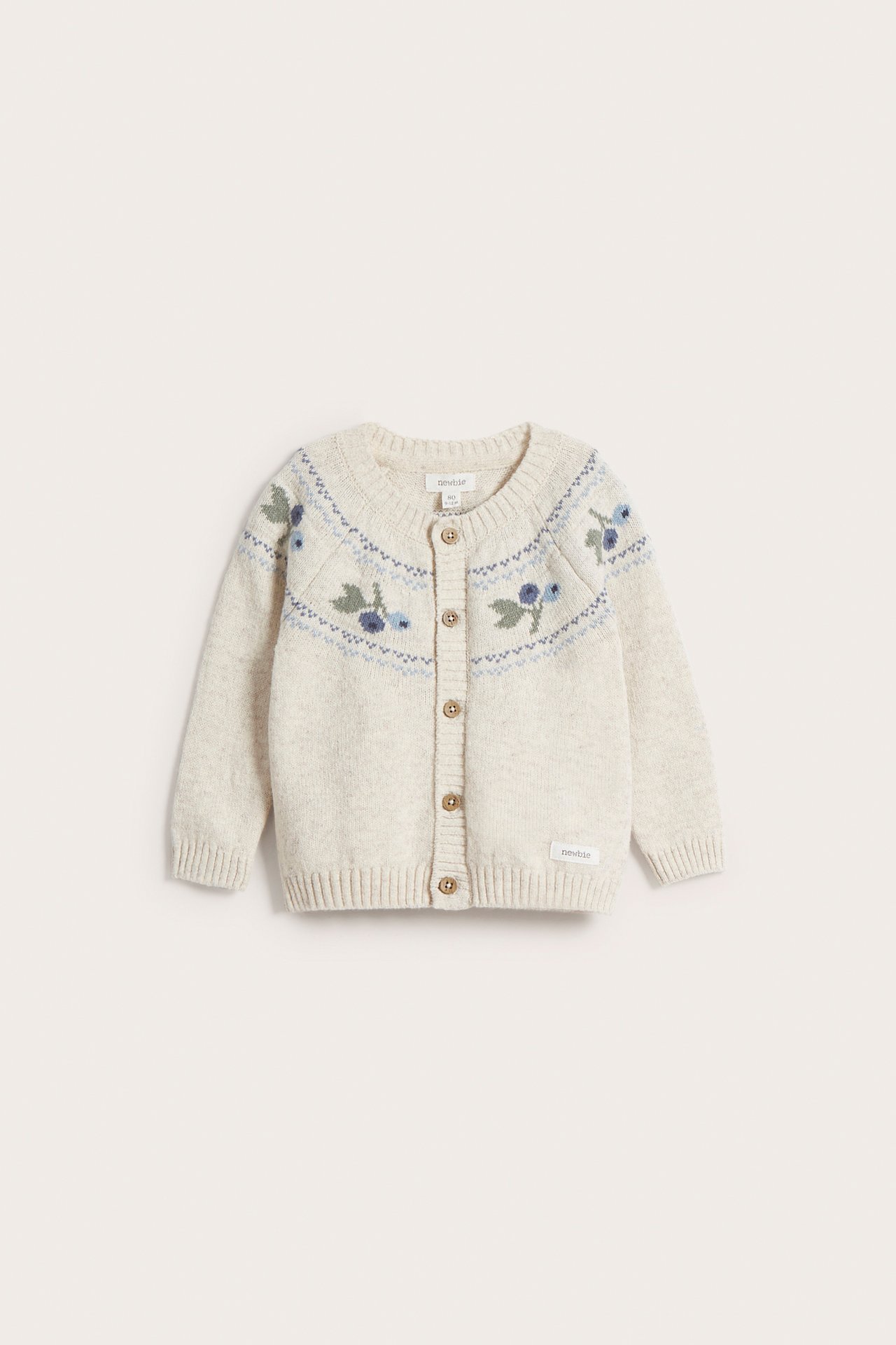 Jacquard-knitted cardigan in a wool blend - Beige mélange - 7