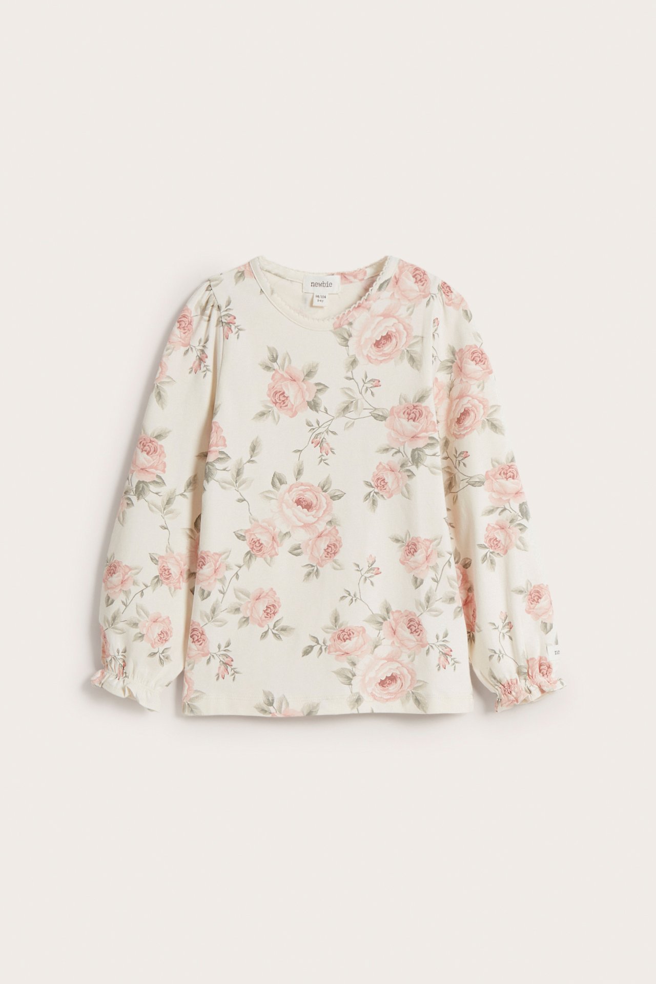 Rose print top - Off-white - 2