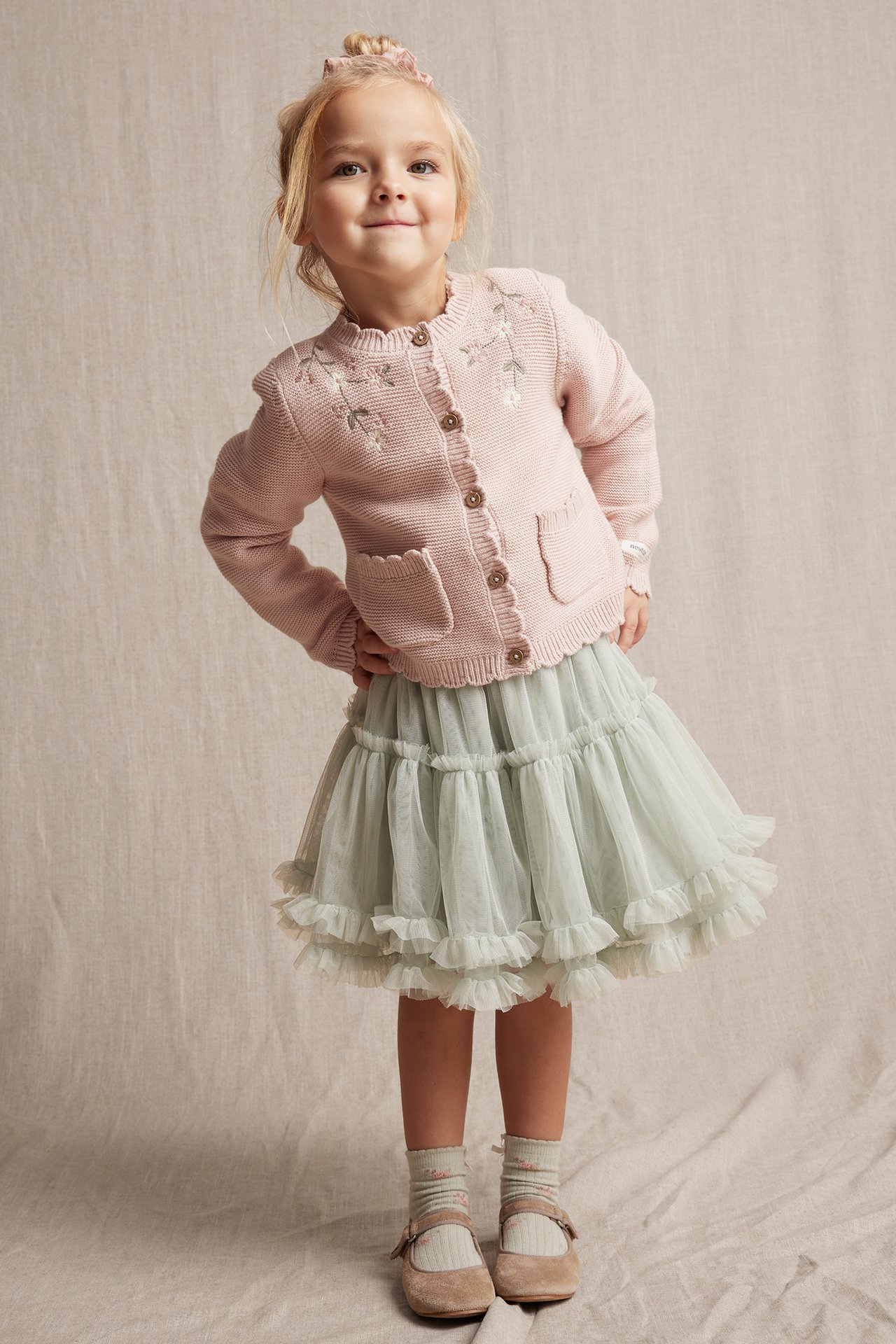 Floral cardigan with embroidery - Light pink - 2