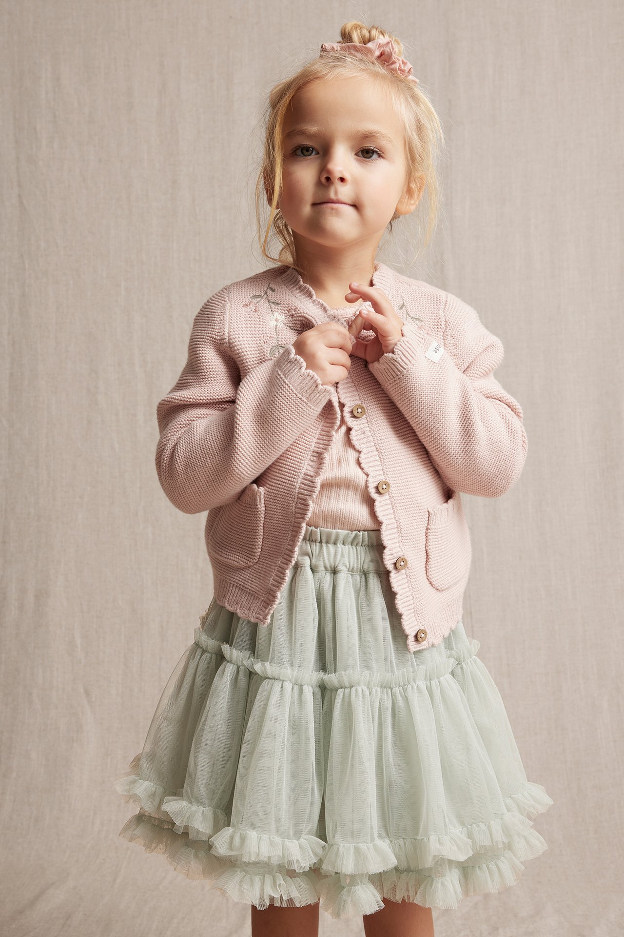 Floral cardigan with embroidery - Light pink - 5