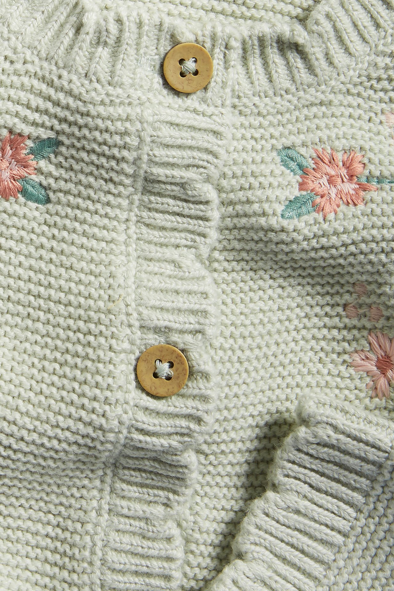 Floral cardigan with embroidery - Light green - 1