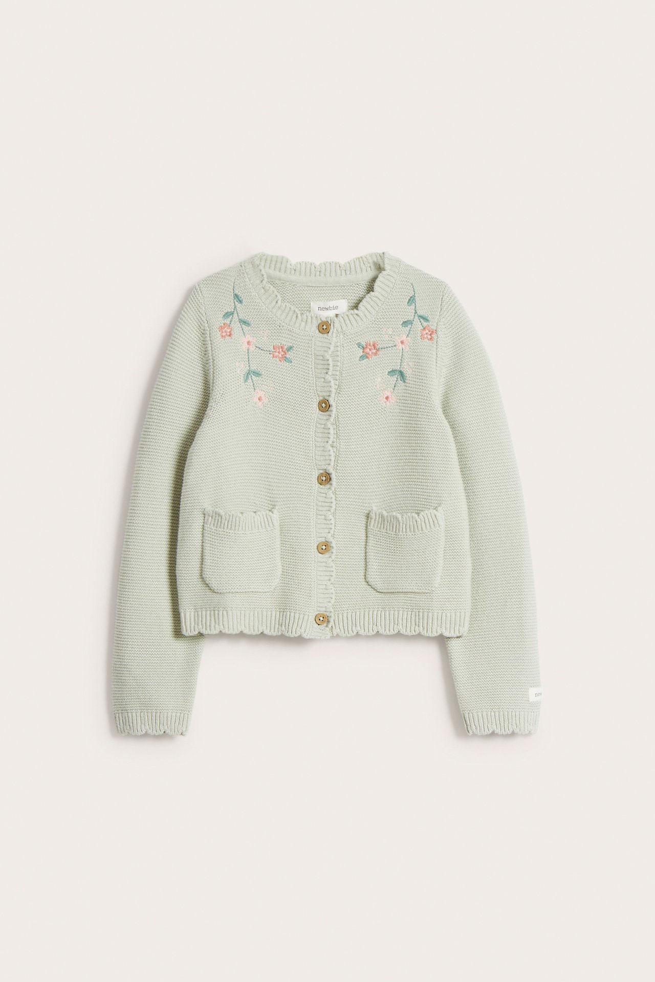 Floral cardigan with embroidery - Light green - 2