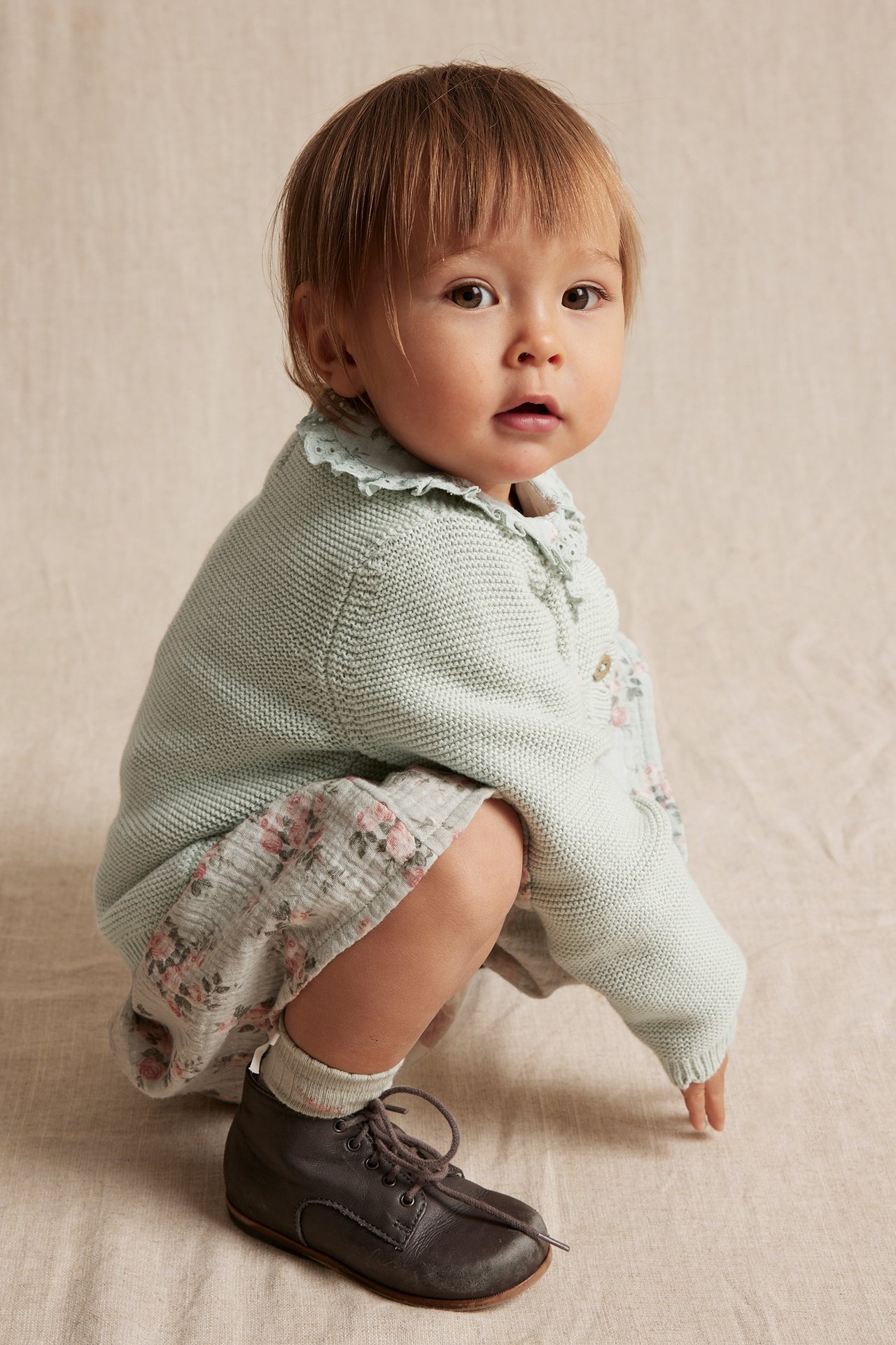 Cardigan with floral embroidery - Light green - 3