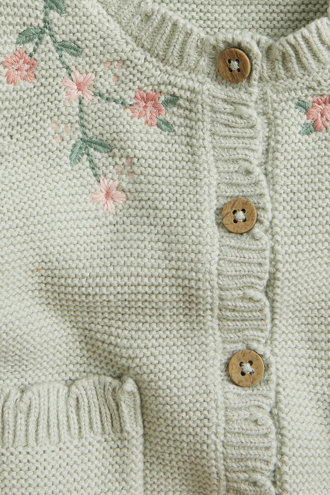 Cardigan with floral embroidery - Light green - 5