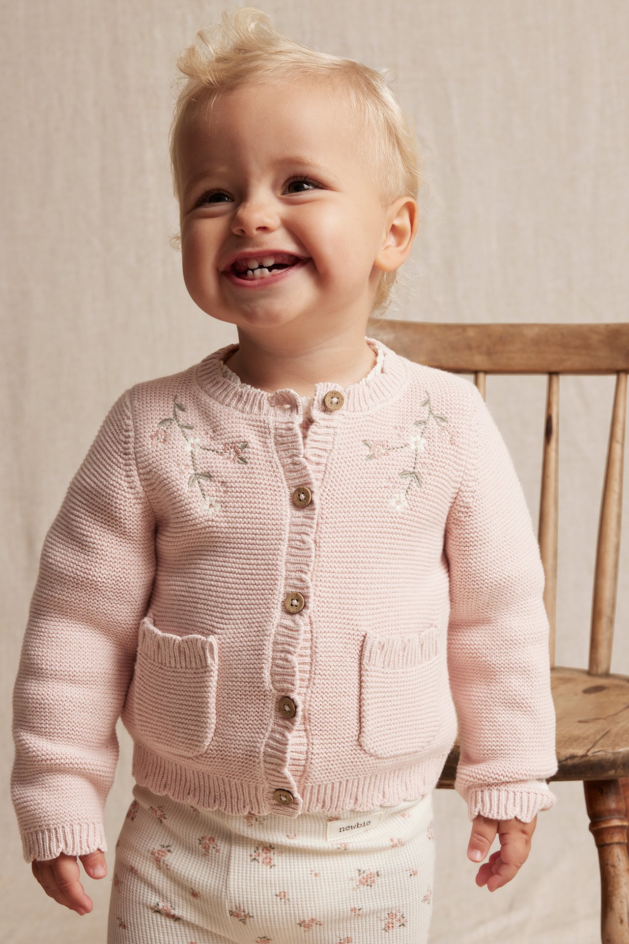 Cardigan with floral embroidery - Light pink - 3