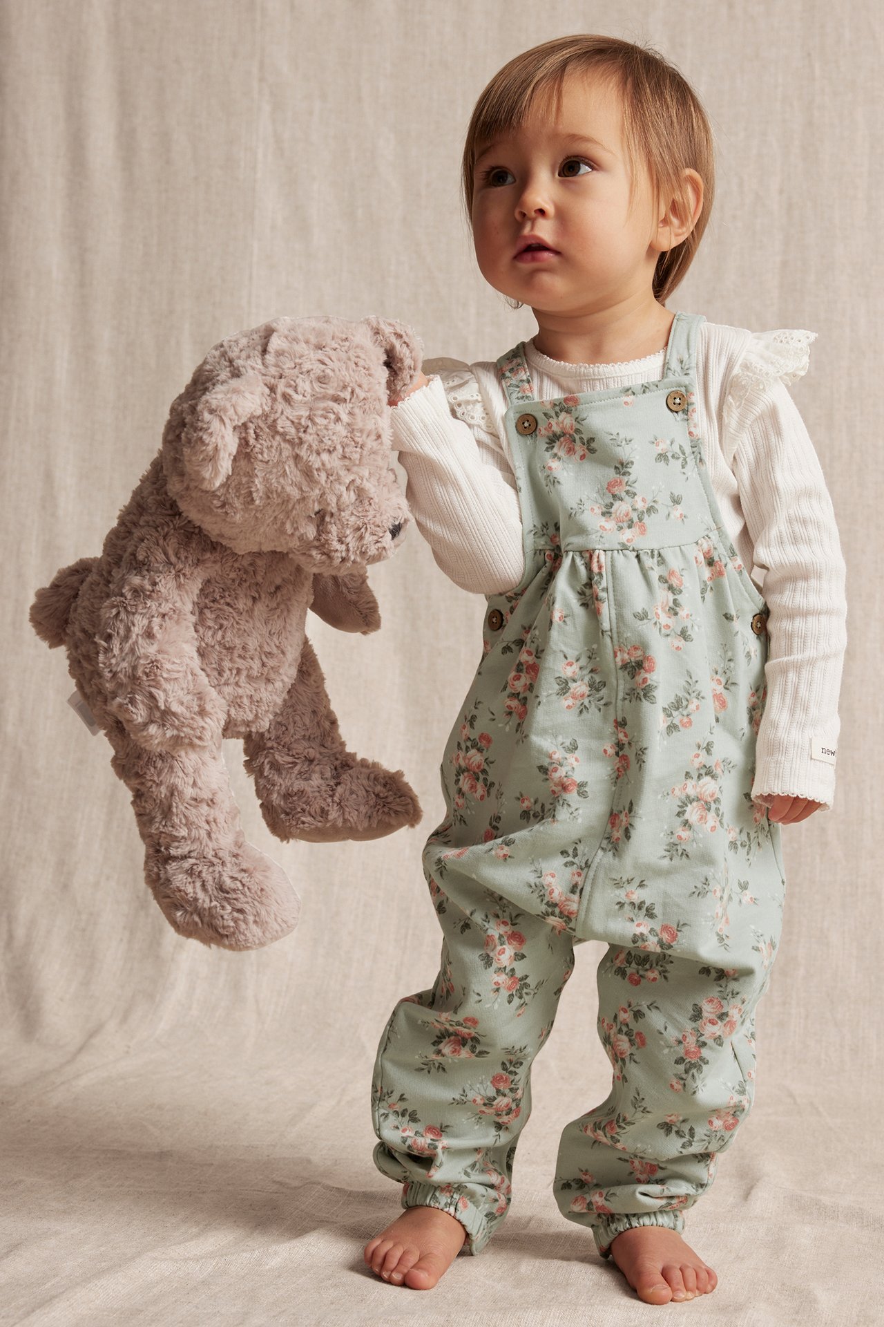 Floral dungarees - Light green - 1