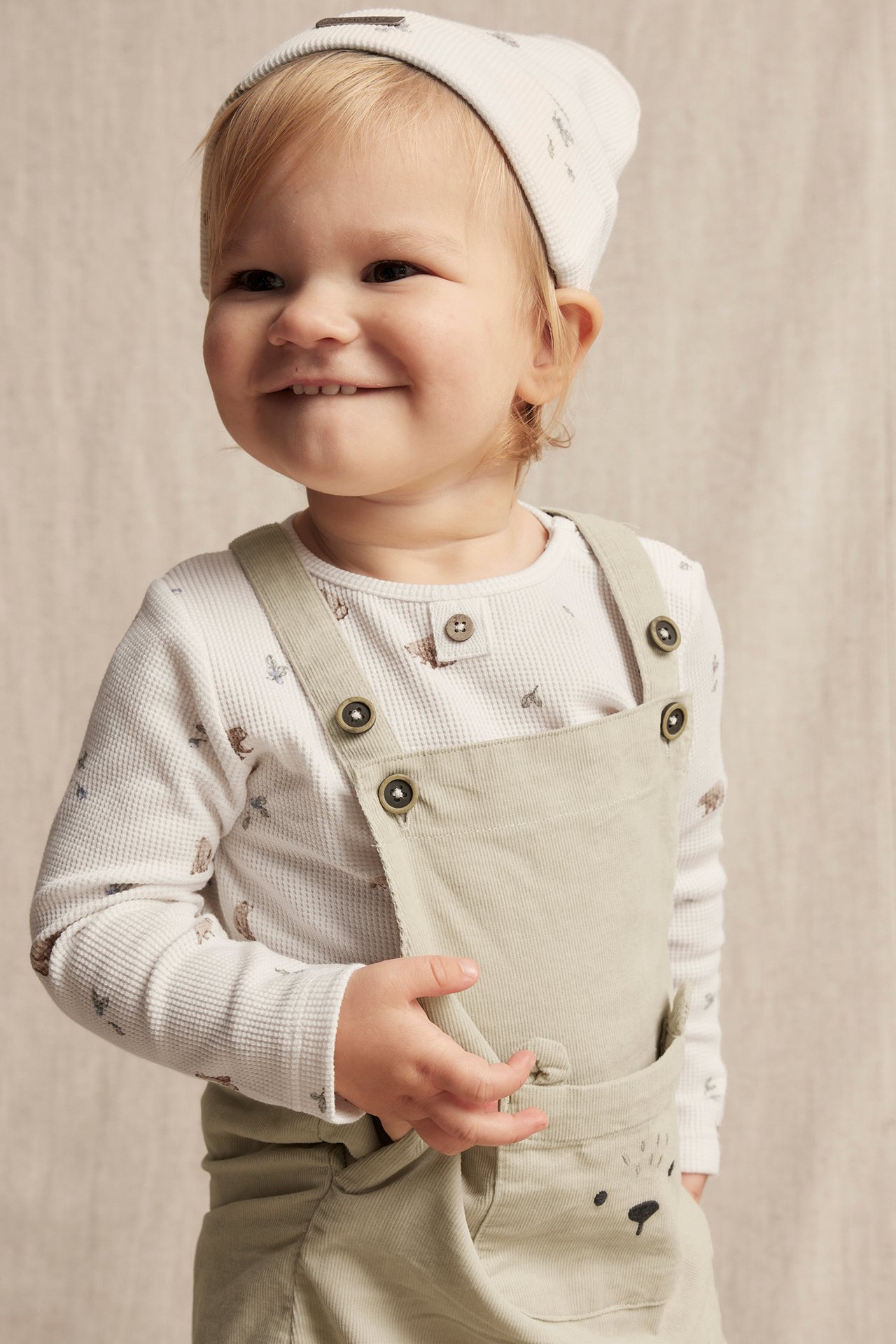 Long sleeve waffle bodysuit - Off-white - 1