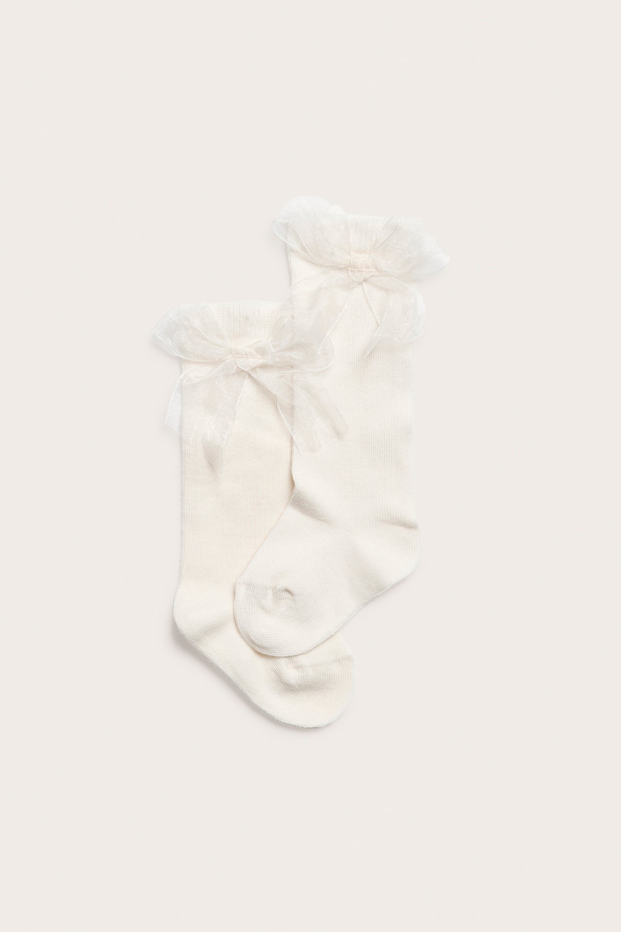 Knee-high socks with bows - Off-white - 1