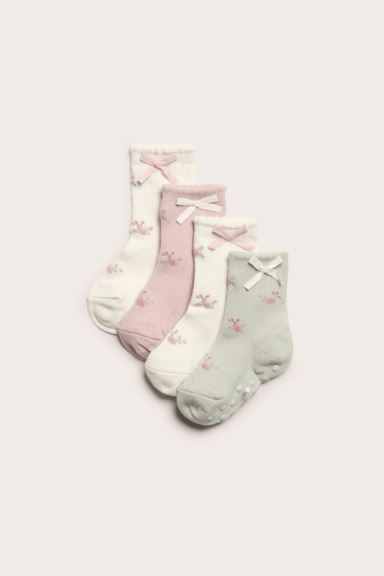 Floral socks (4-pack) - Off-white - 1