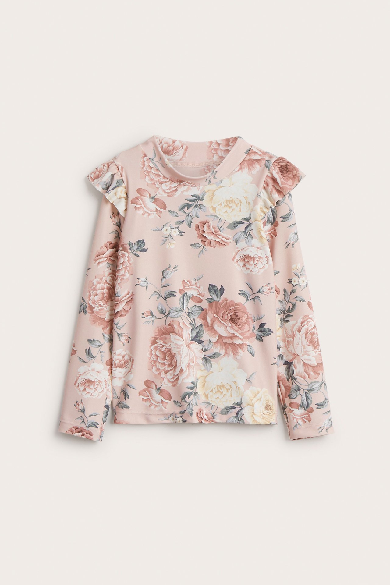 Floral UV top with frill - Pink - 1