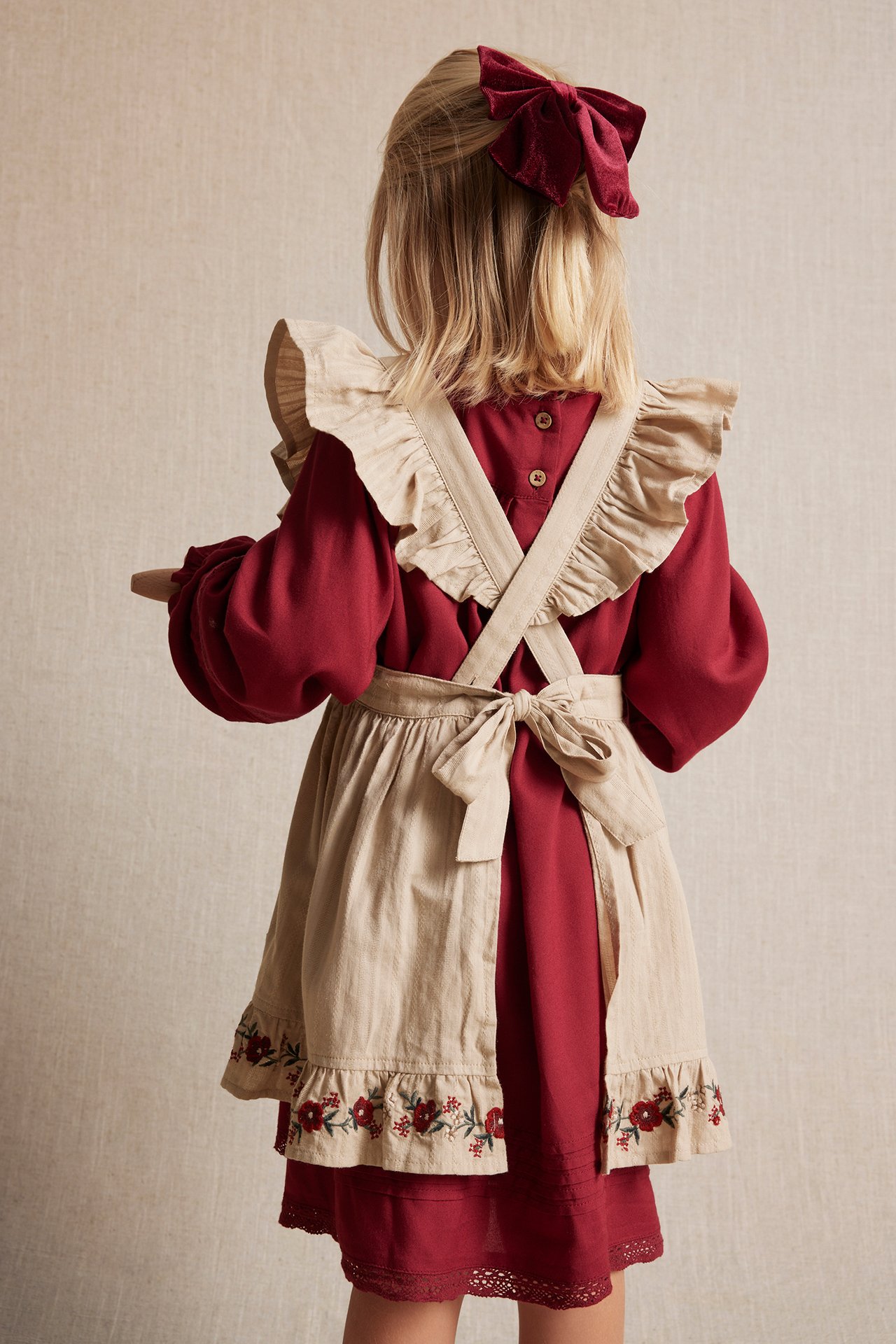 Schürze mit Stickerei - Beige - 3