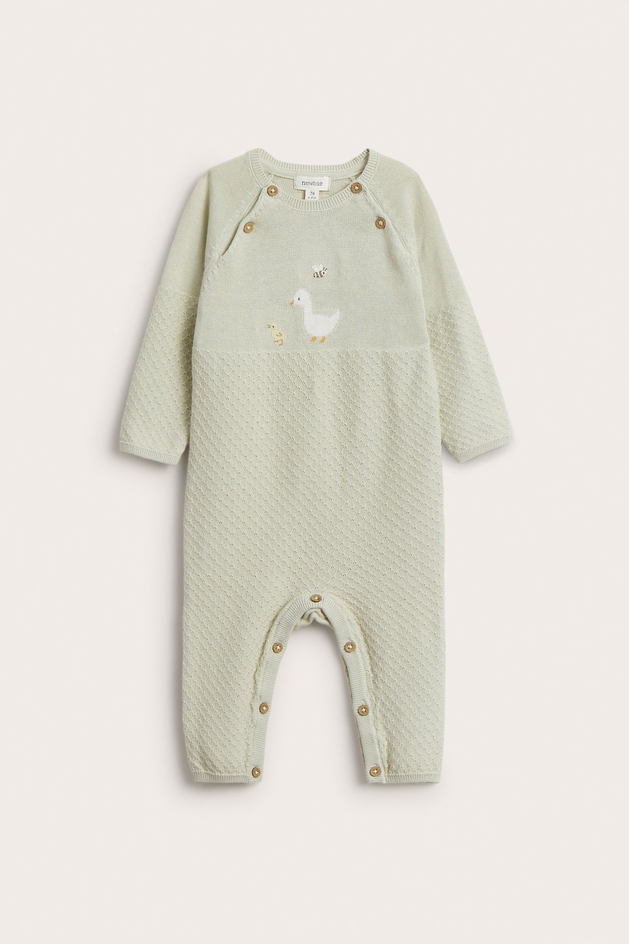 Knitted jumpsuit with embroidery - Light green - 2