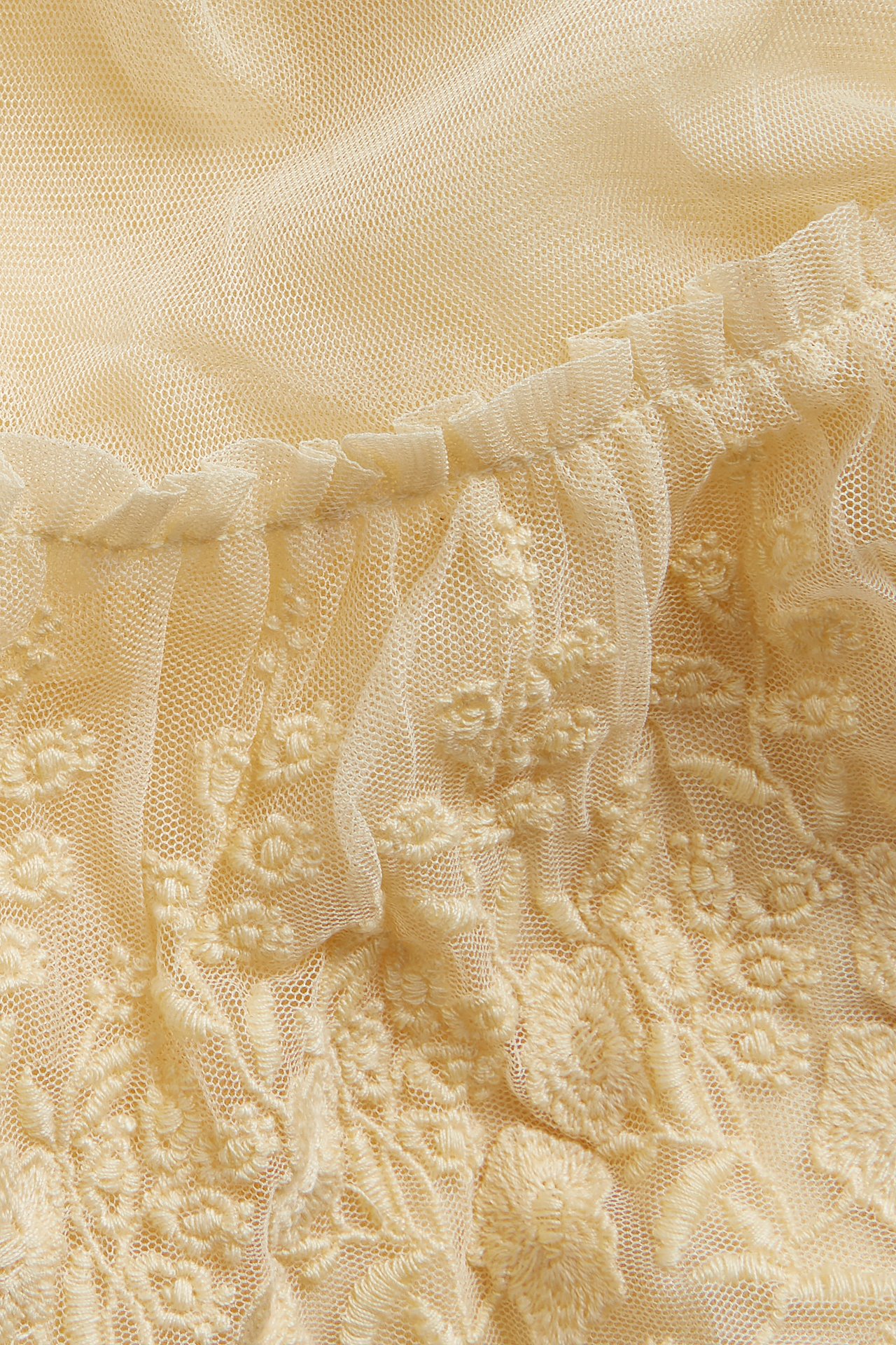 Mesh skirt with embroidery - Yellow - 5