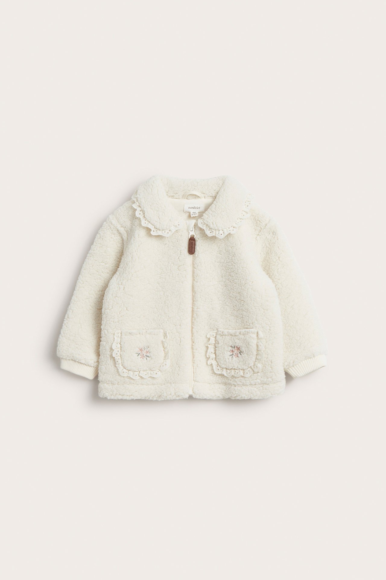 Teddyfleece-Jacke mit Spitze