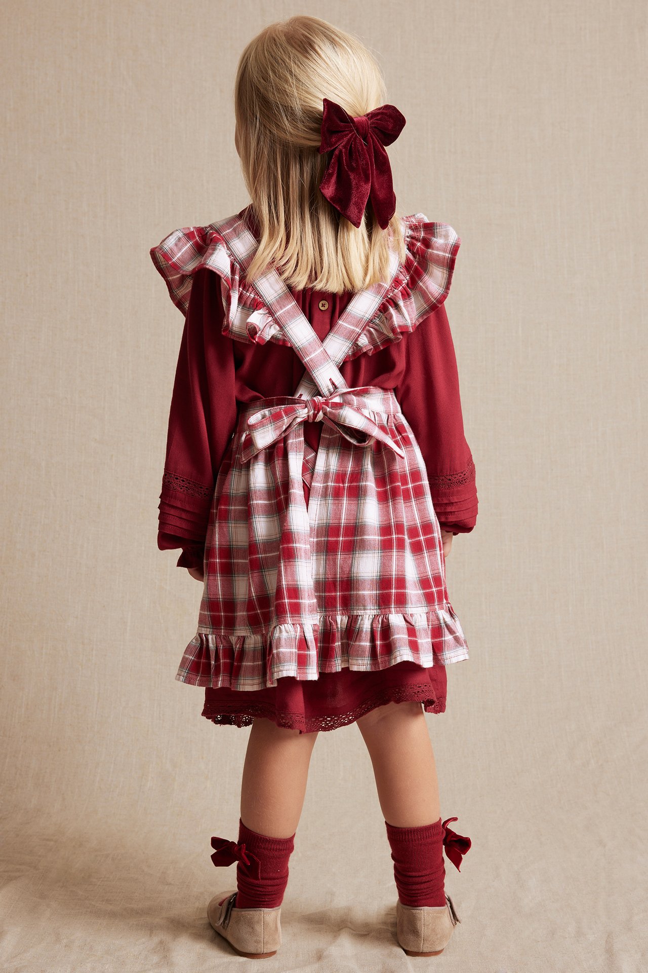 Plaid apron - Red - 4