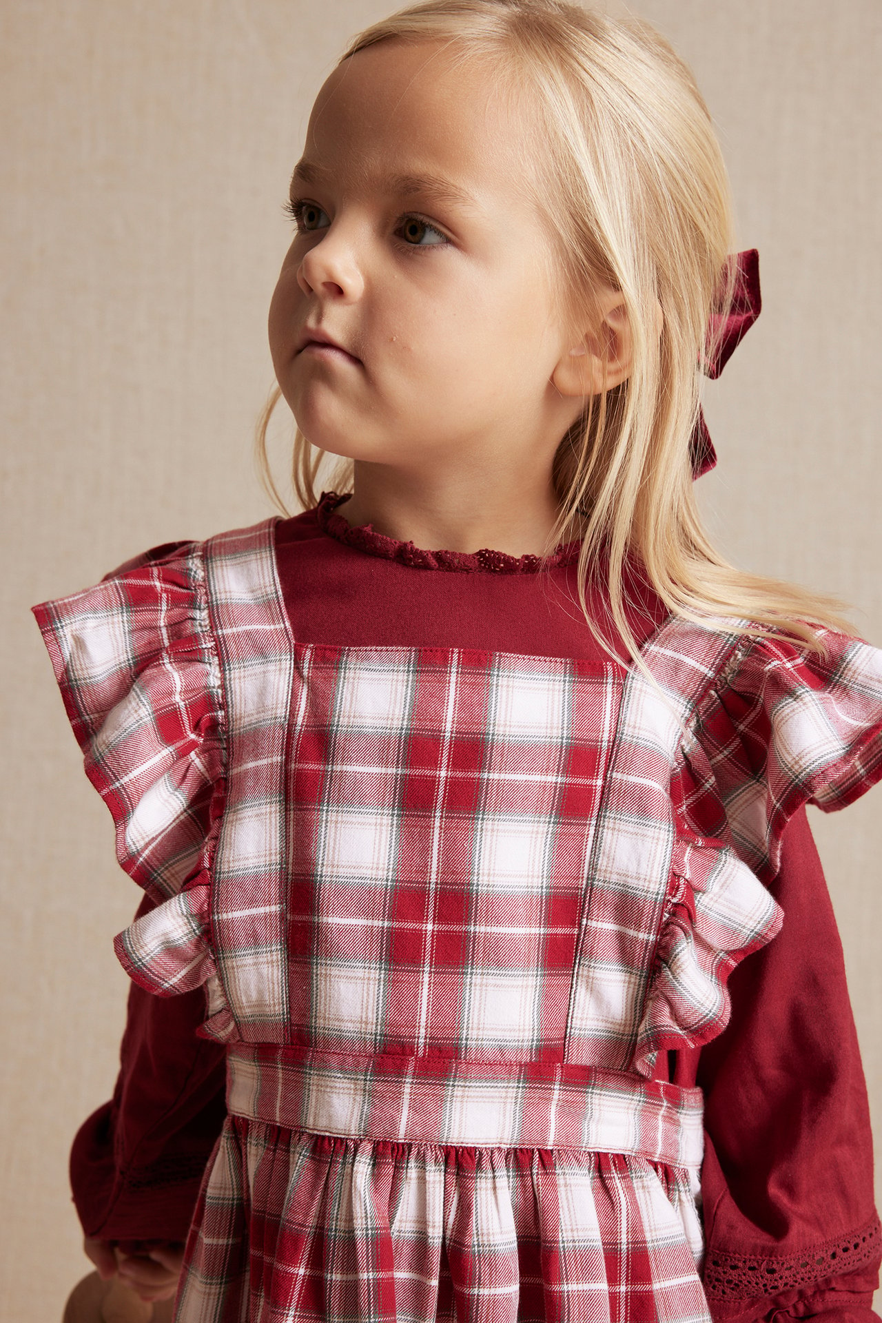 Plaid apron - Red - 2