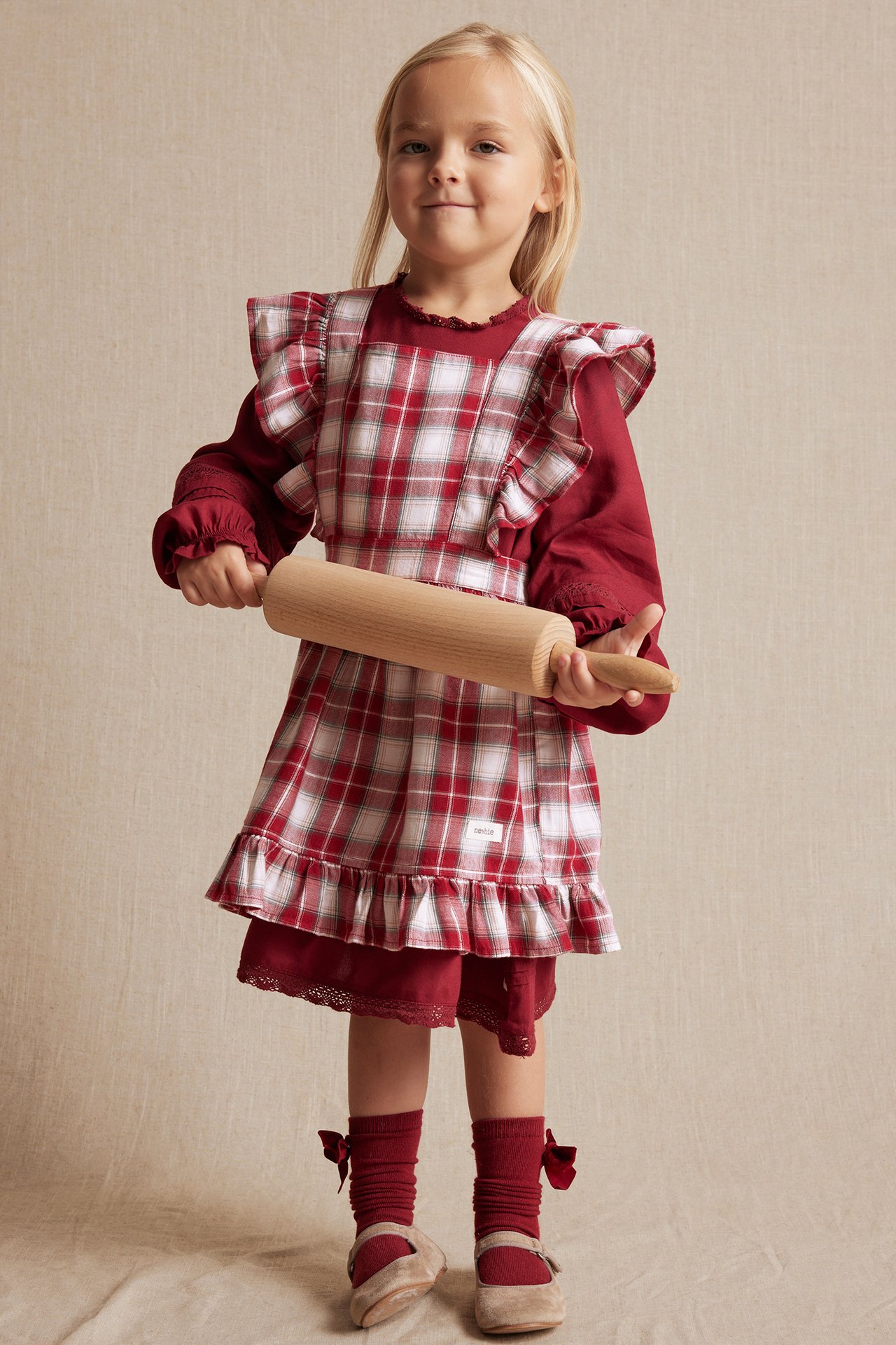 Plaid apron - Red - 5