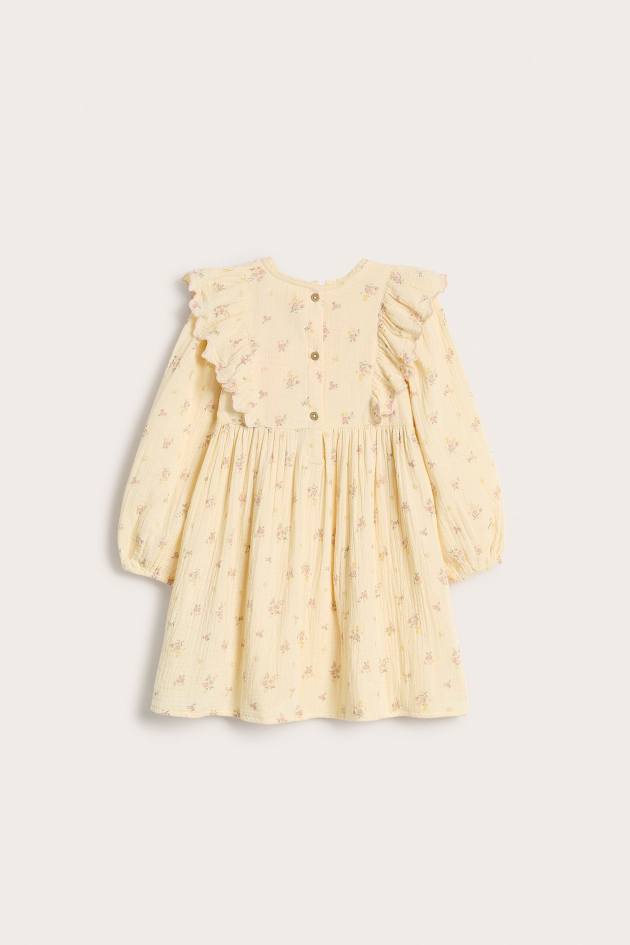 Floral, frilled dress - Yellow - 4