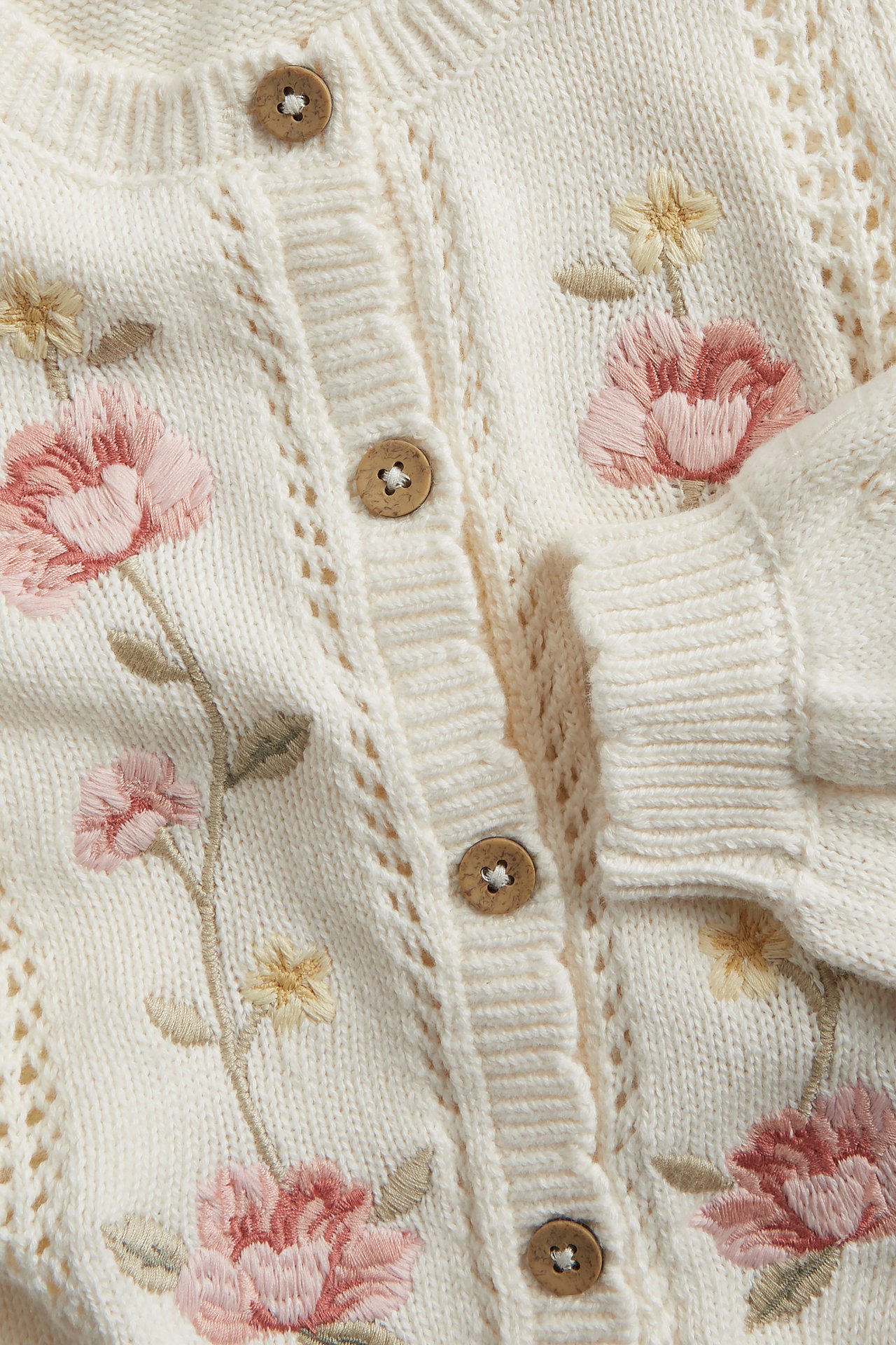 Cardigan with floral embroidery - Off-white - 4