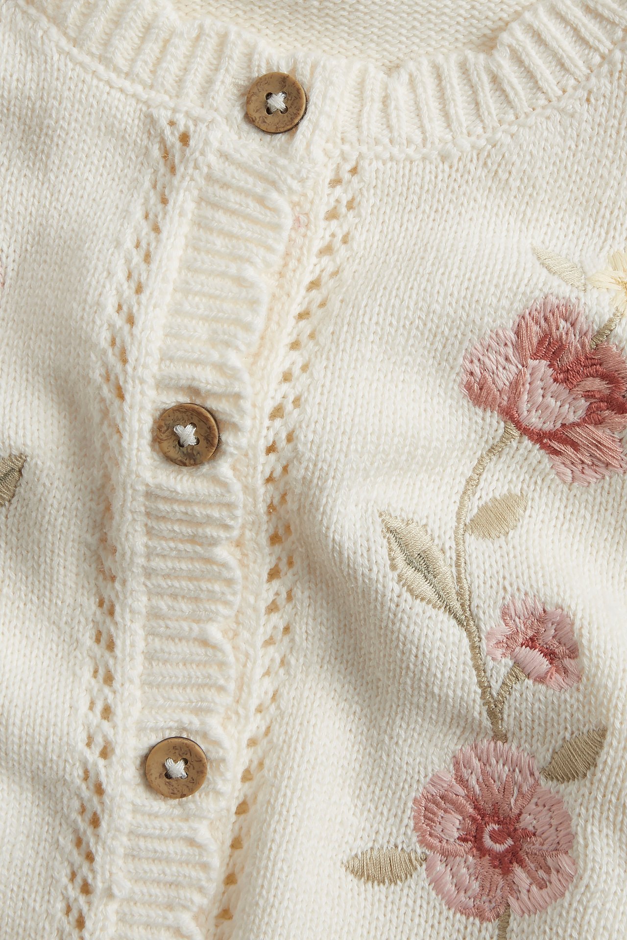 Cardigan with floral embroidery - Off-white - 4