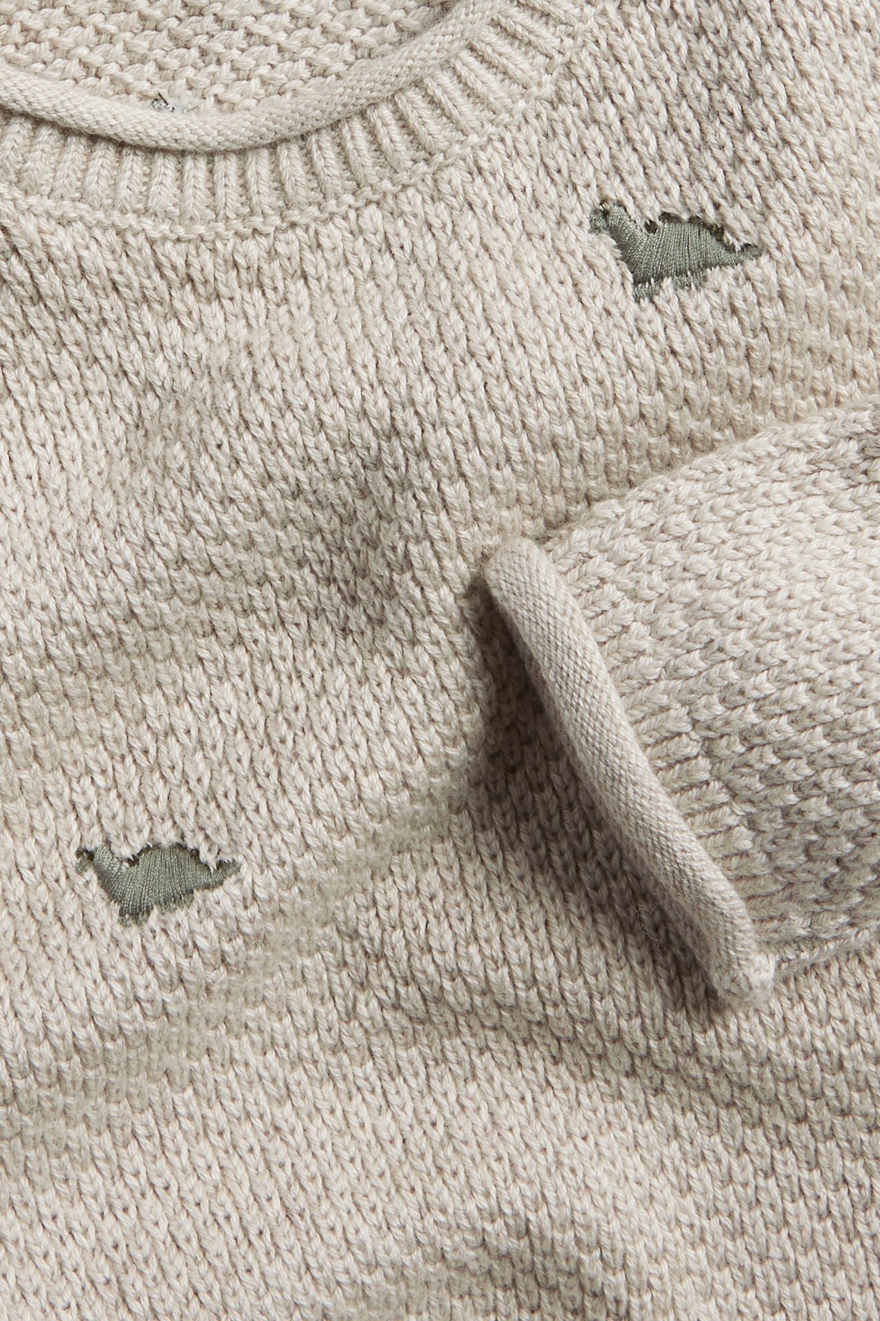 Knitted jumper with embroidery - Beige mélange - 4