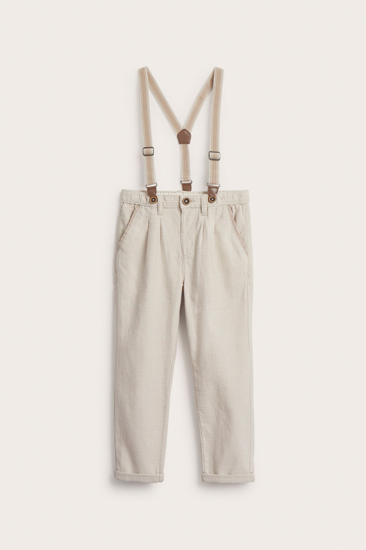 Pants with braces - Beige - 2